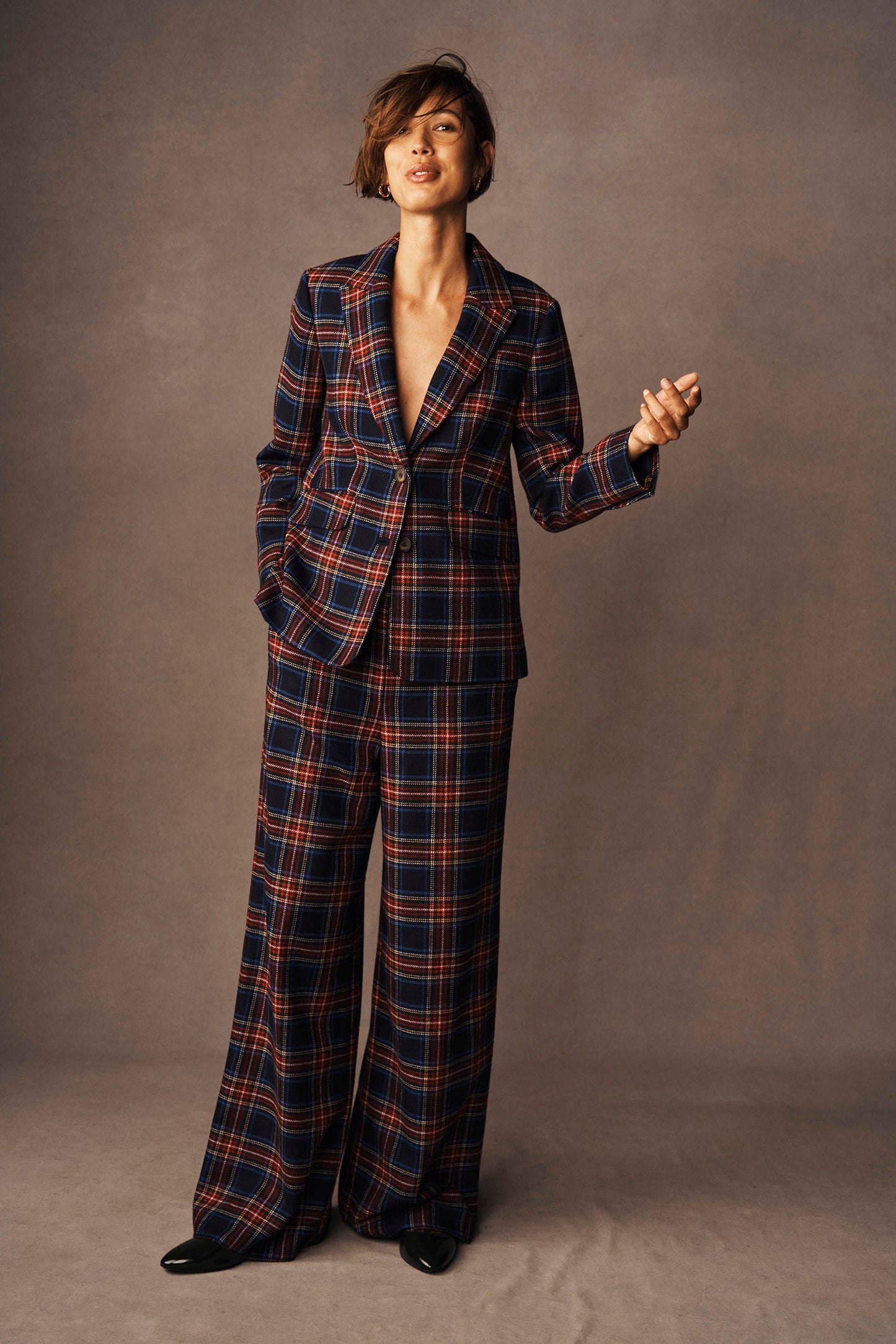 Belgravia Wool Trousers-Navy, Green and Red Check