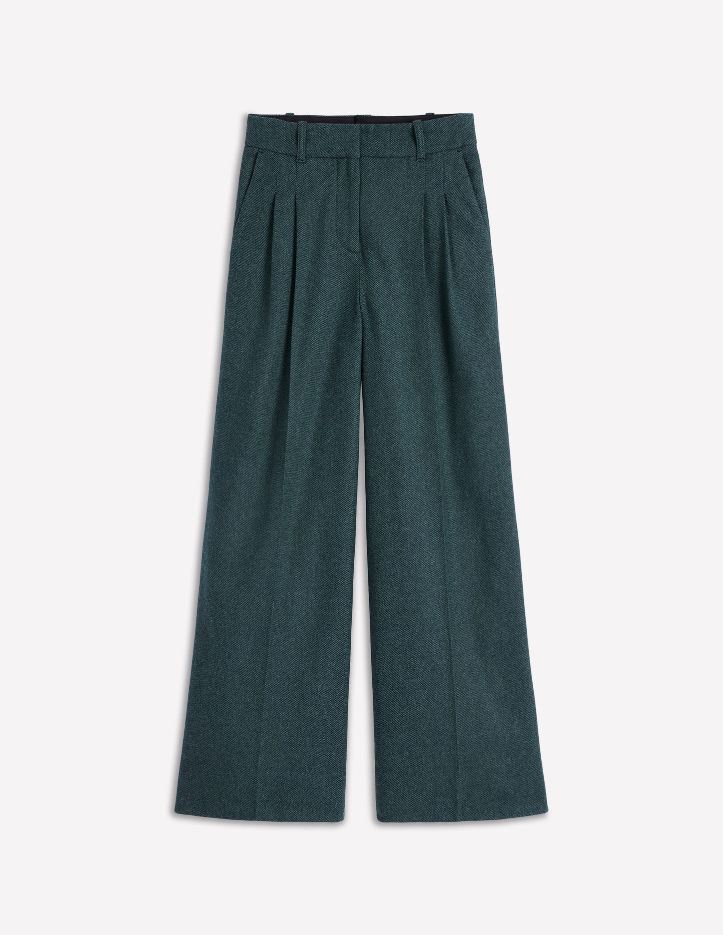 Kensington Wool Trousers-Green and Navy Herringbone