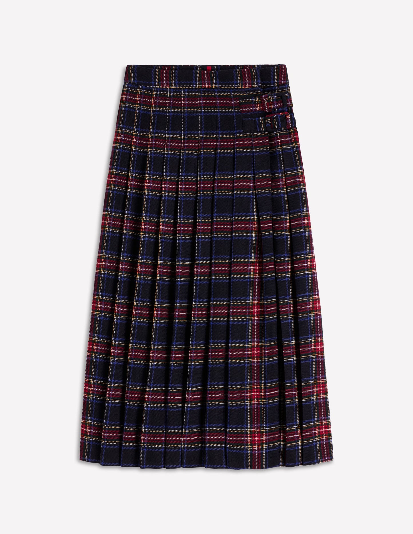 Josephine Wool Kilt Skirt-Navy, Green and Red Check