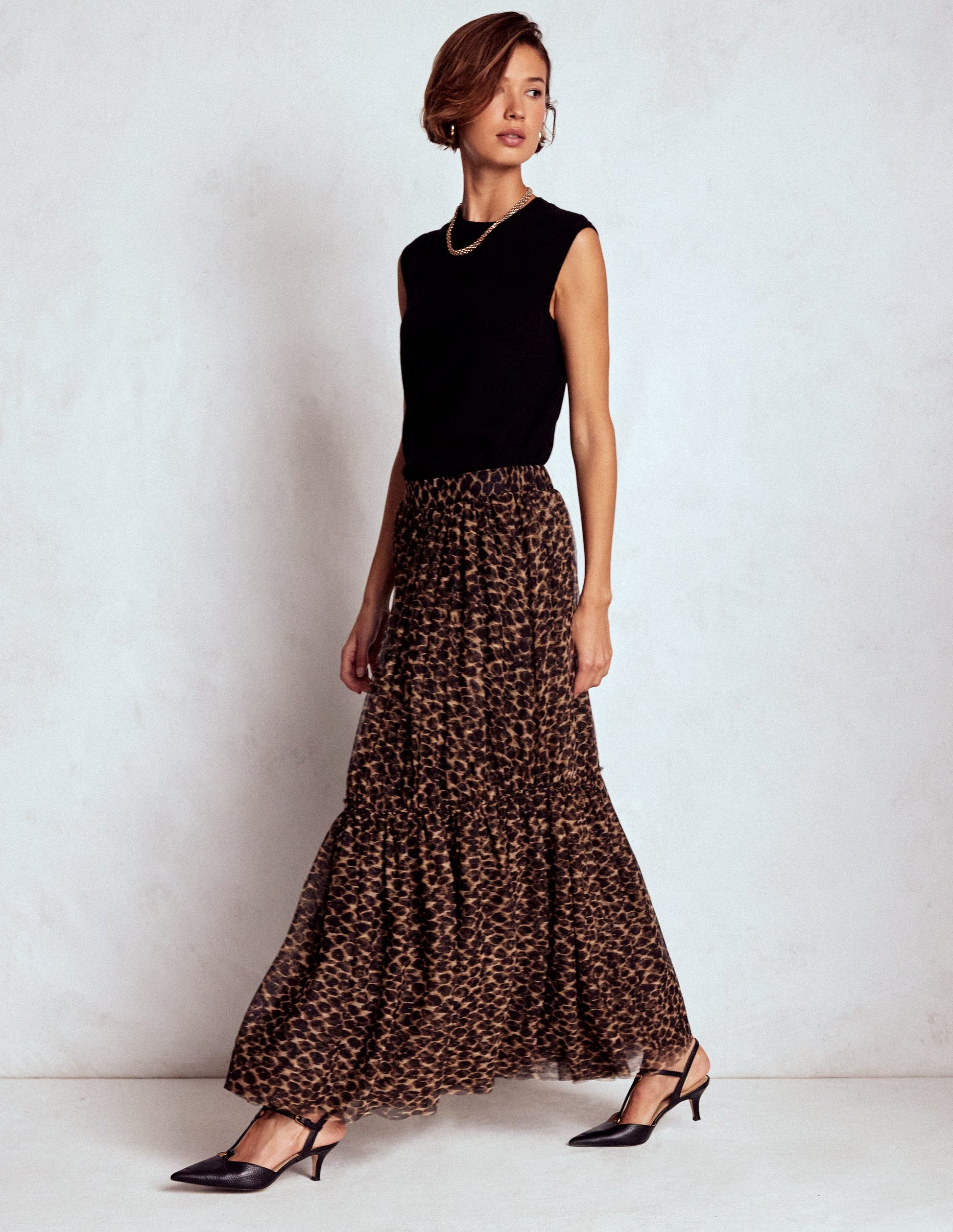 Anna Tulle Midi Skirt-Leopard-5