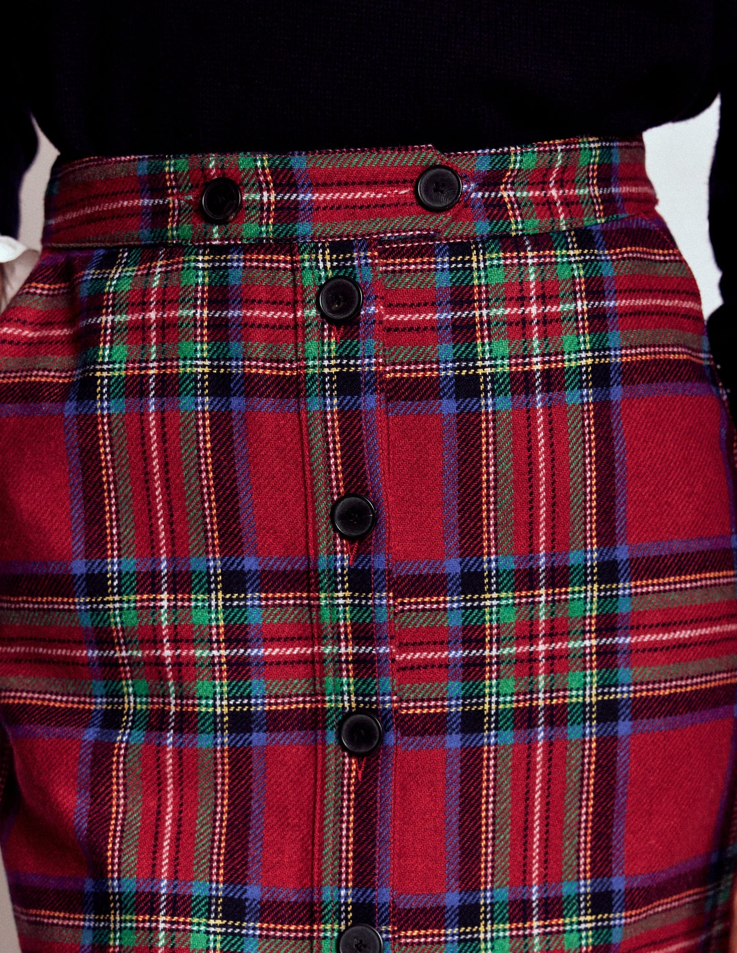 Cecelia Wool Skirt-Red, Blue and Green Check