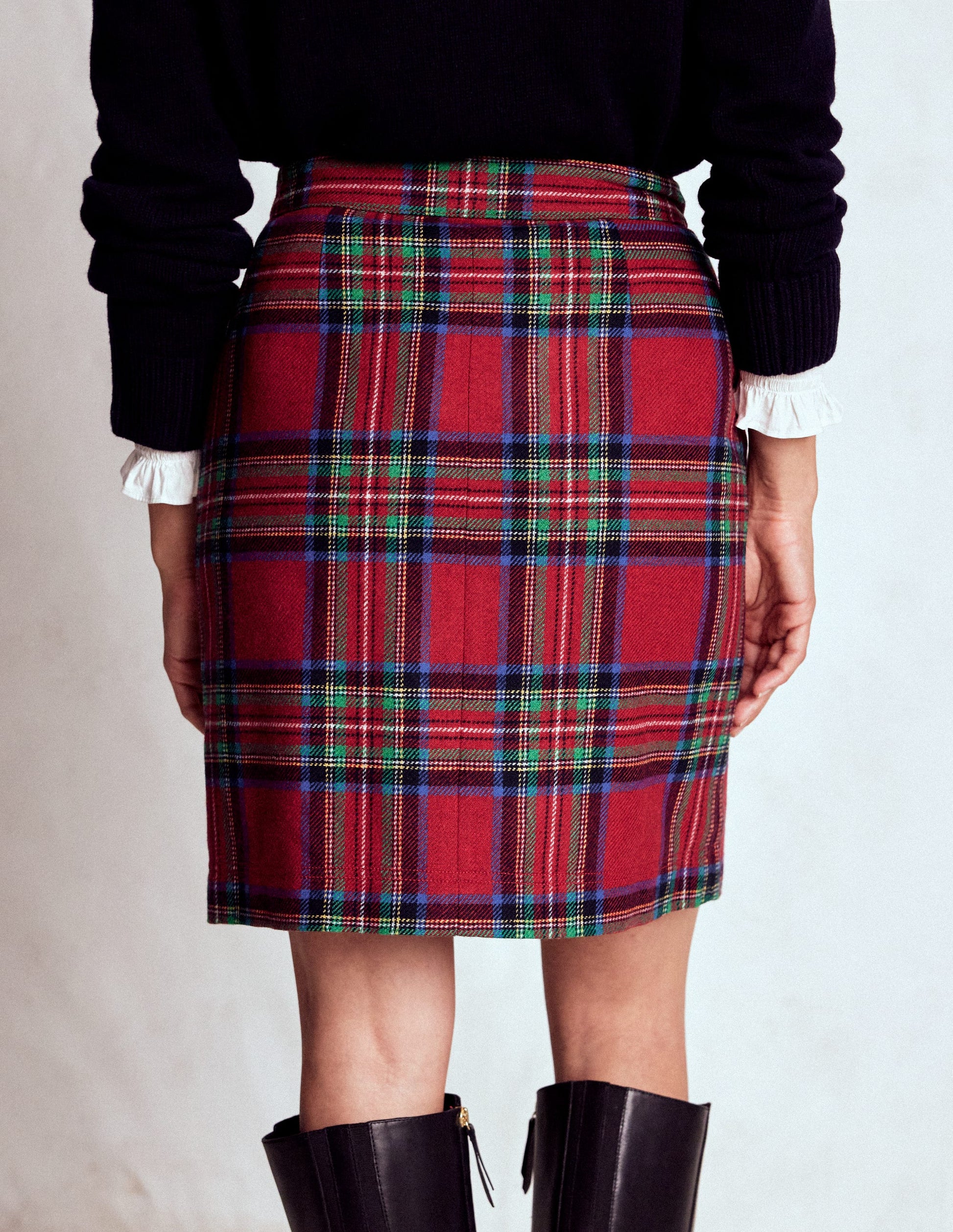 Cecelia Wool Skirt-Red, Blue and Green Check-3