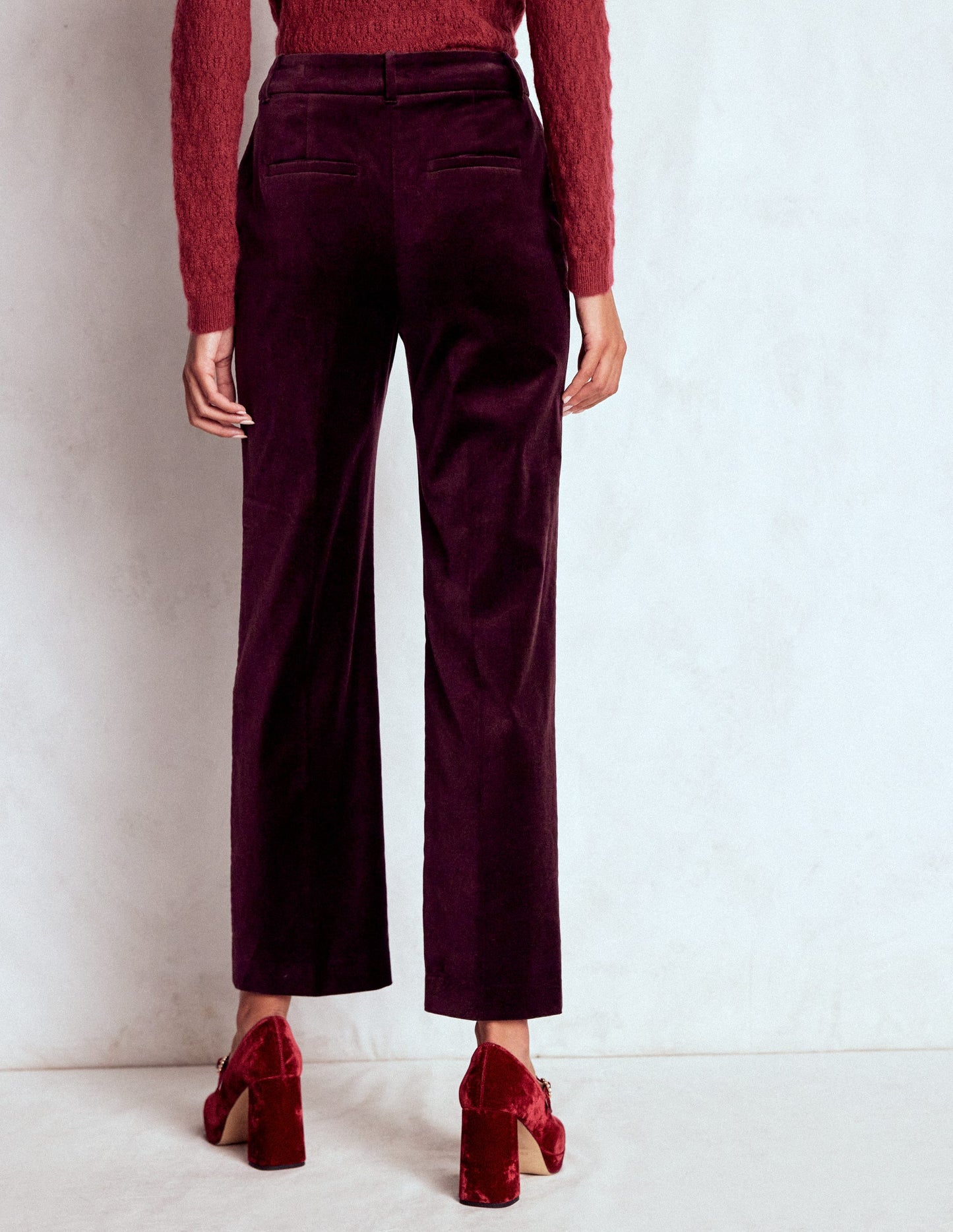Canonbury Velvet Trousers-Dark Cherry