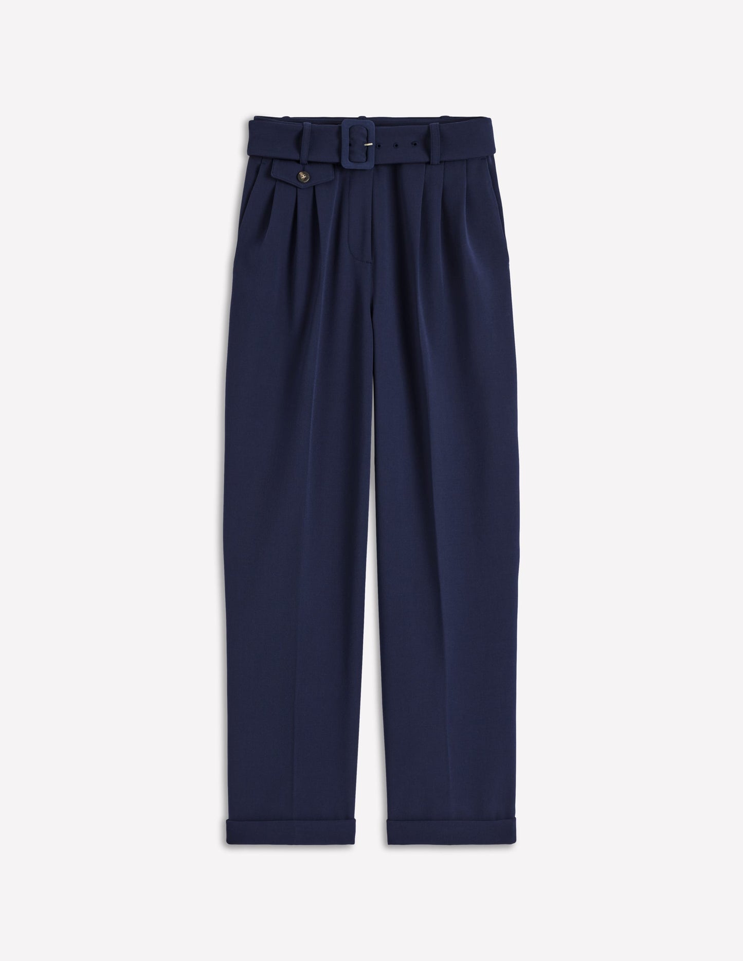 Pleat Front Trousers-Navy