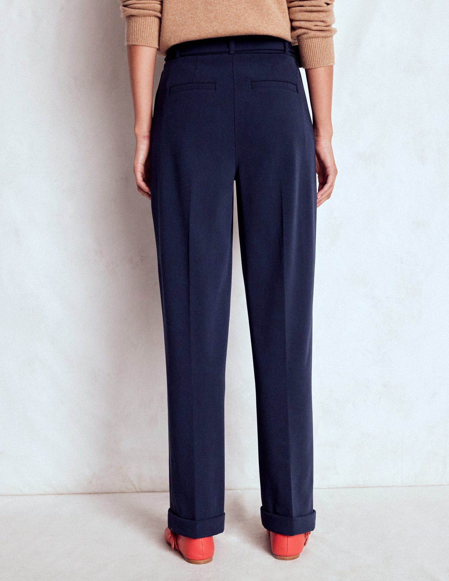 Pleat Front Trousers-Navy