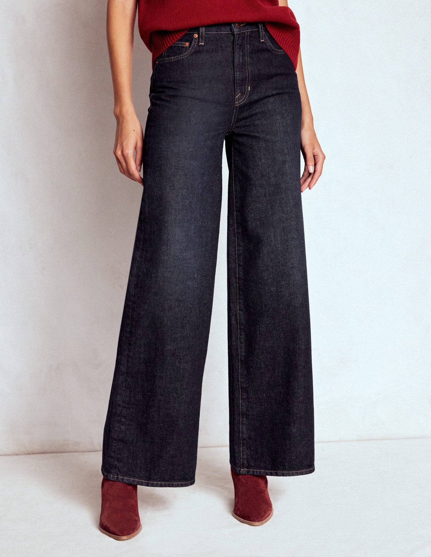 Rigid Wide Leg Jeans-Indigo Rinse
