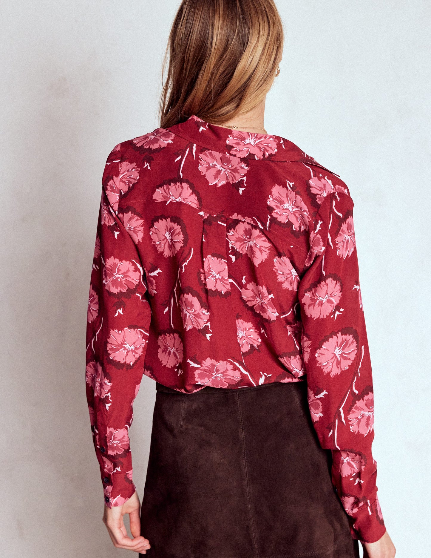 Sienna Silk Shirt-Red, Delicate Carnation