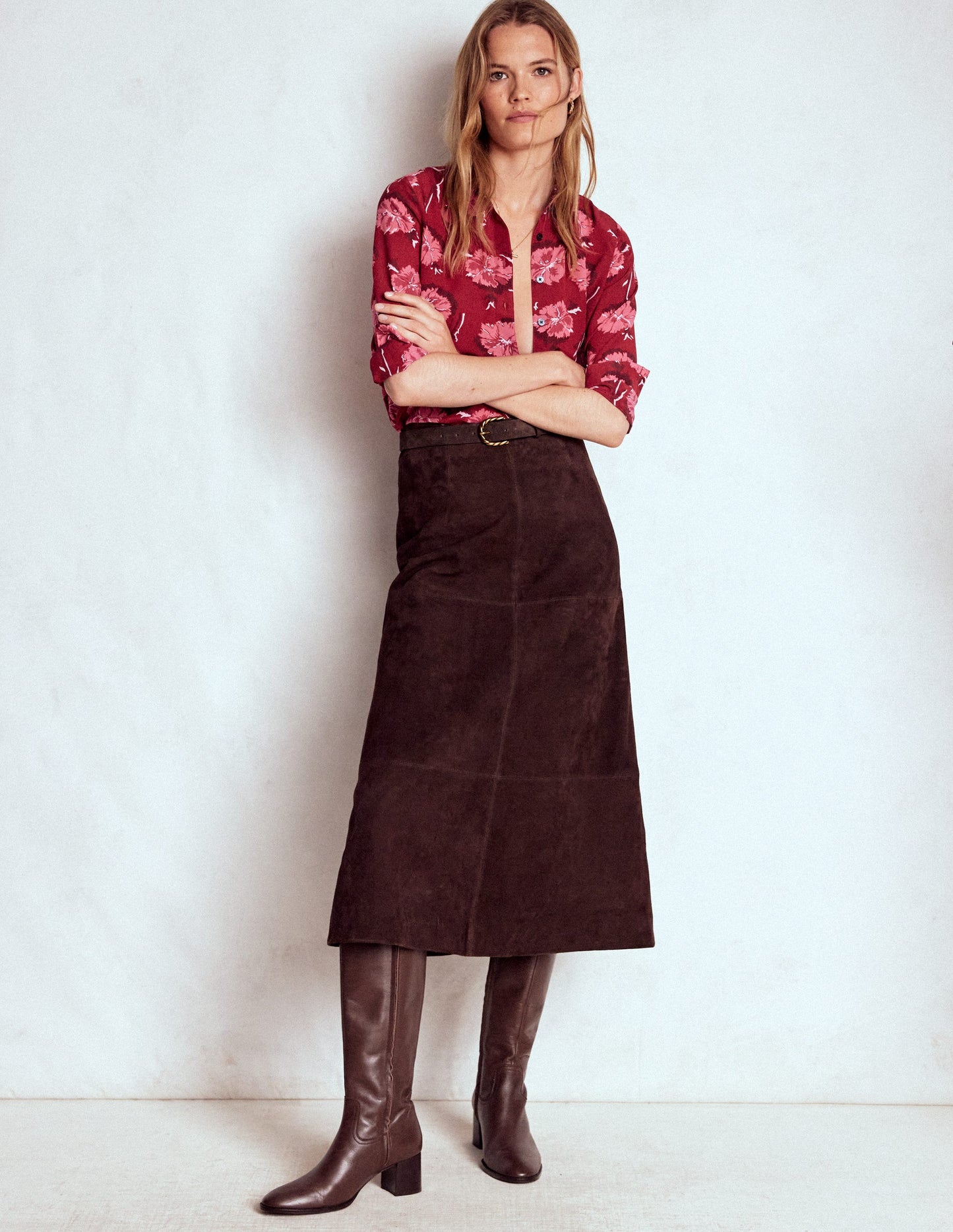 Sienna Silk Shirt-Red, Delicate Carnation