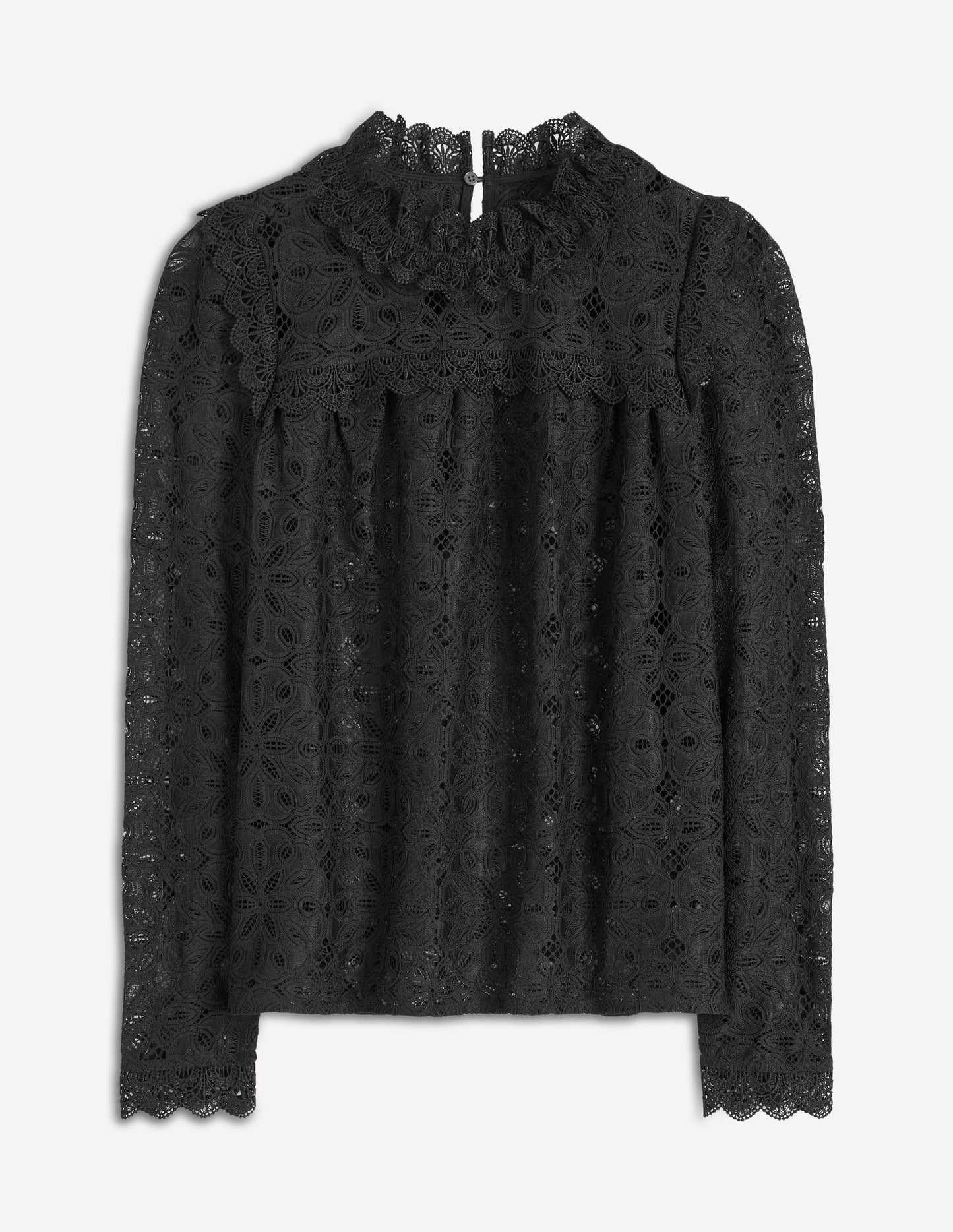Lace Trim Detail Top-Black