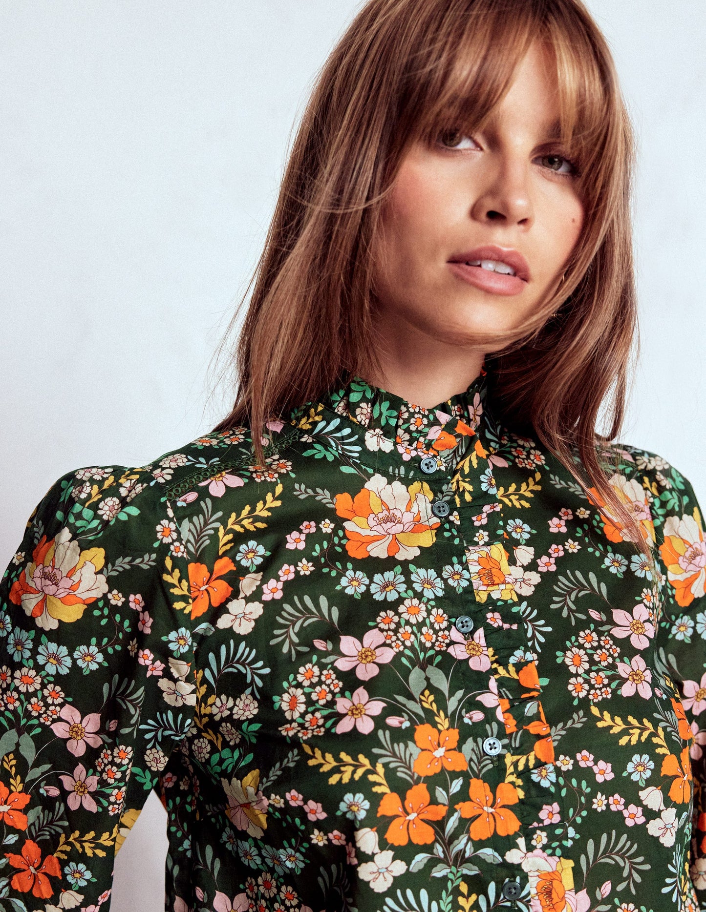 Helena Cotton Top-Green, Flourishing Garden