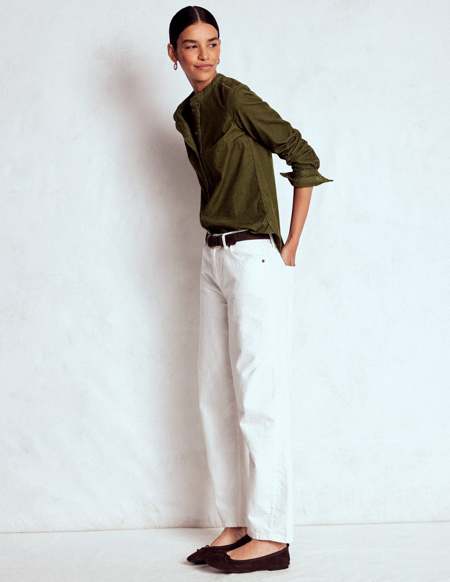 Victoria Cord Shirt-Woodland Green