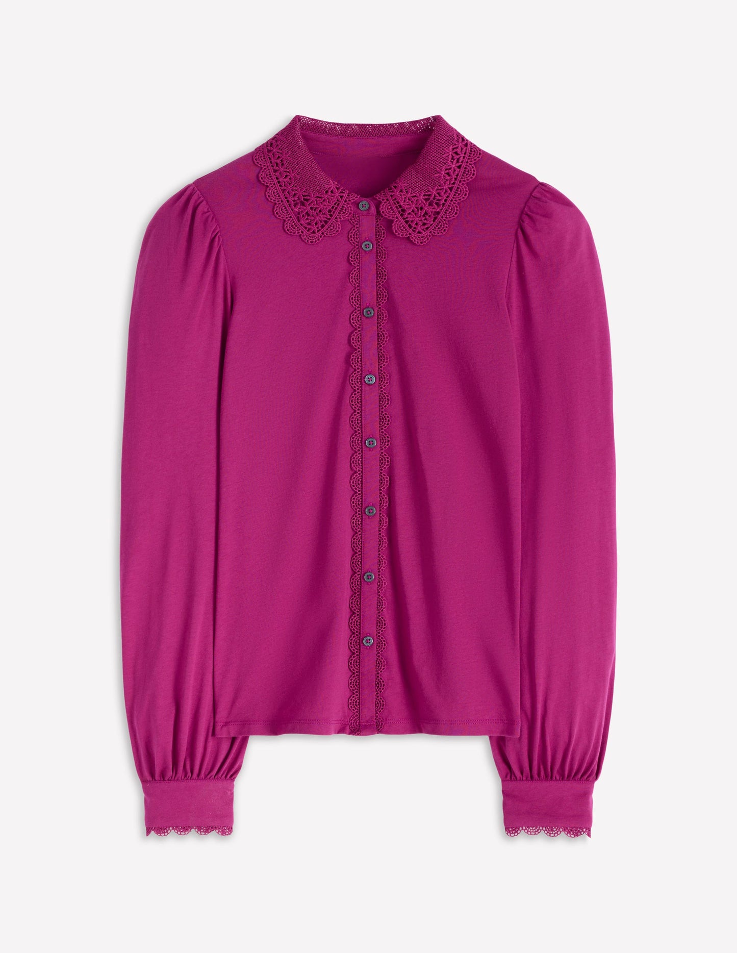 Lace Collar Blouse-Rich Magenta