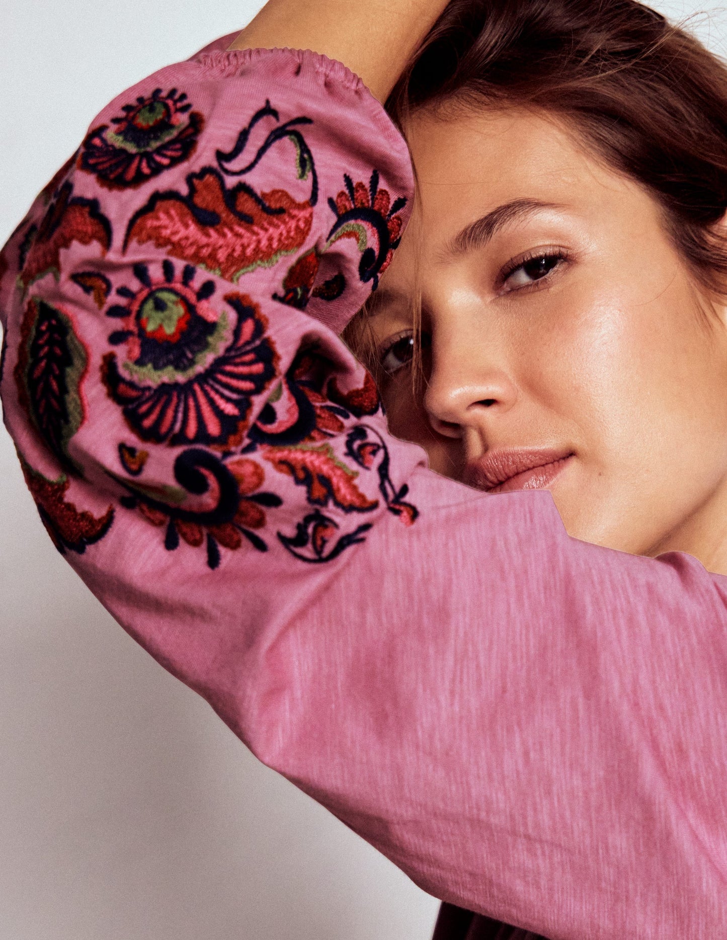 Alma Embroidered Shirt-Ash Rose