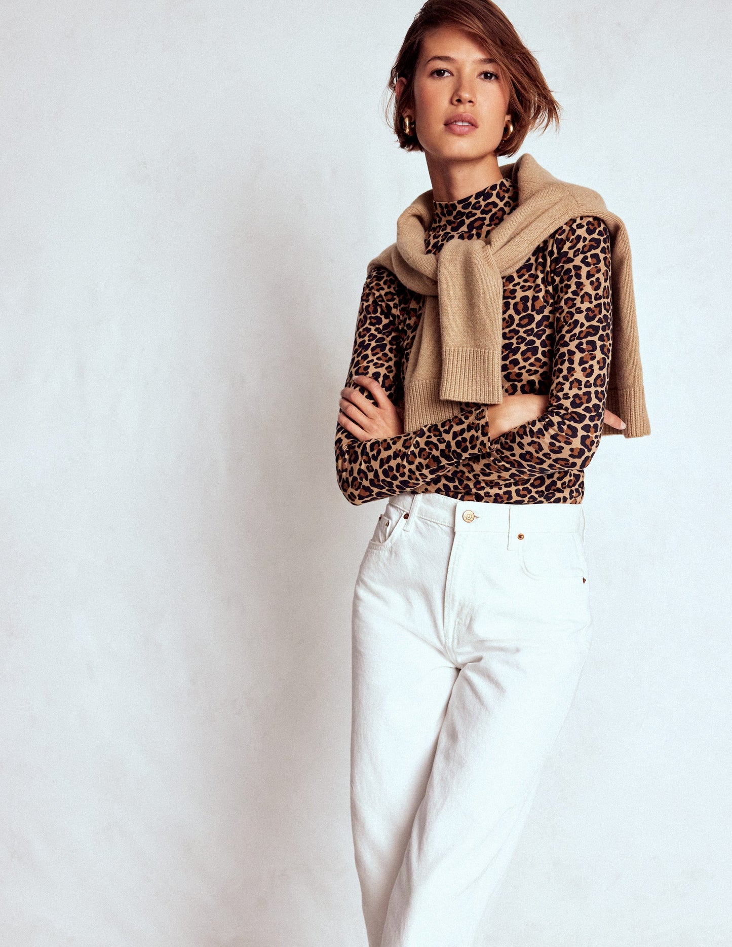 Puff Shoulder Jersey Top-Multi, Cheetah Pop