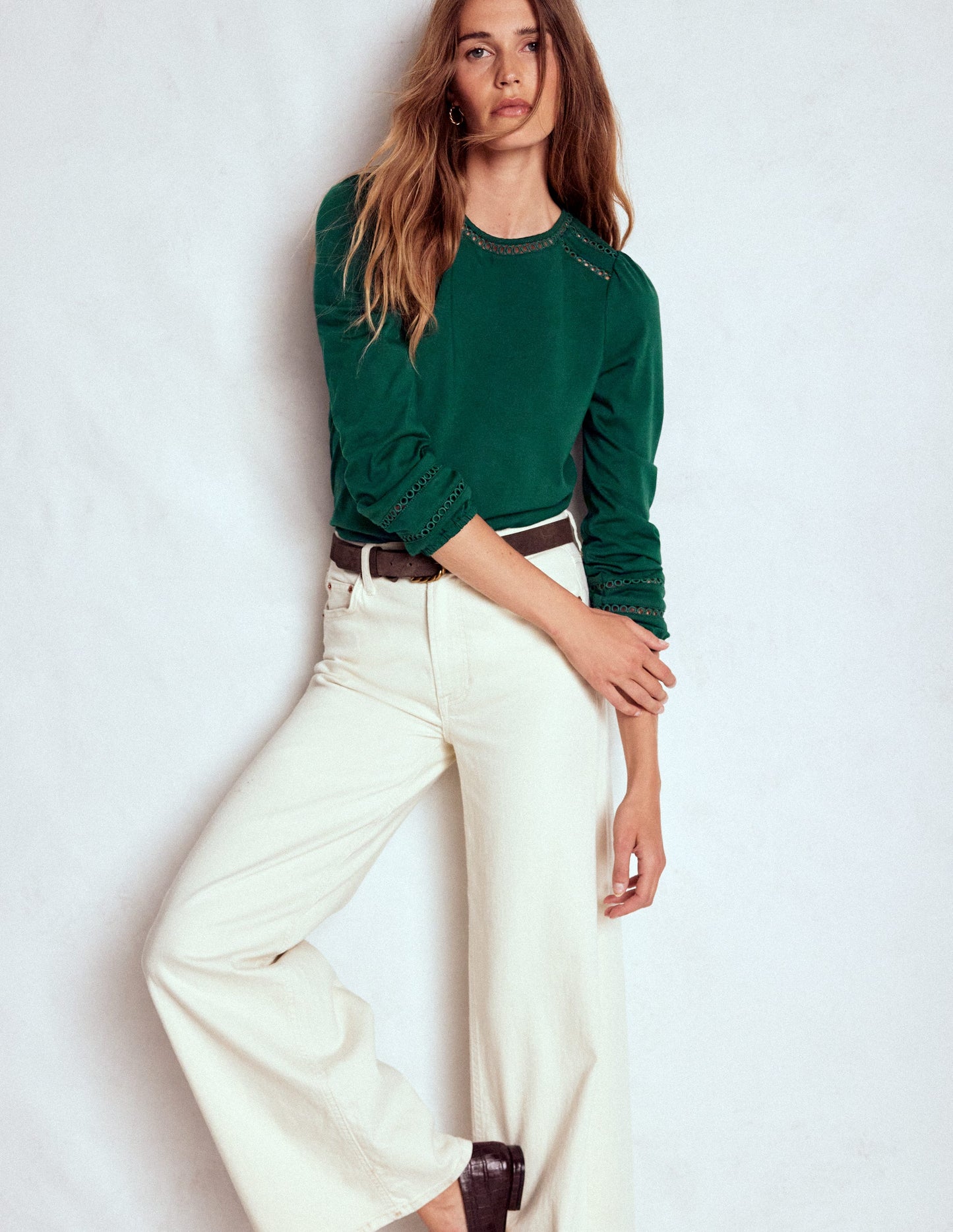 Flo Trim Detail Top-Emerald Night