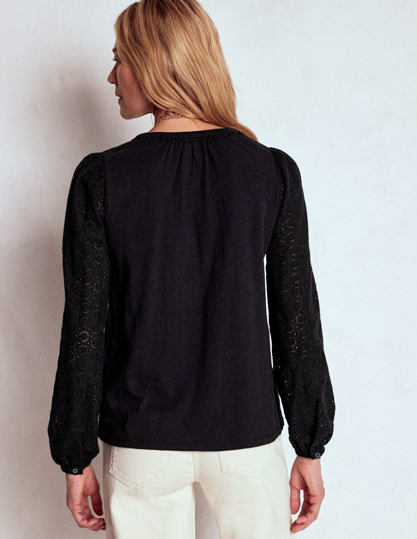 Eden Broderie Jersey Shirt-Black