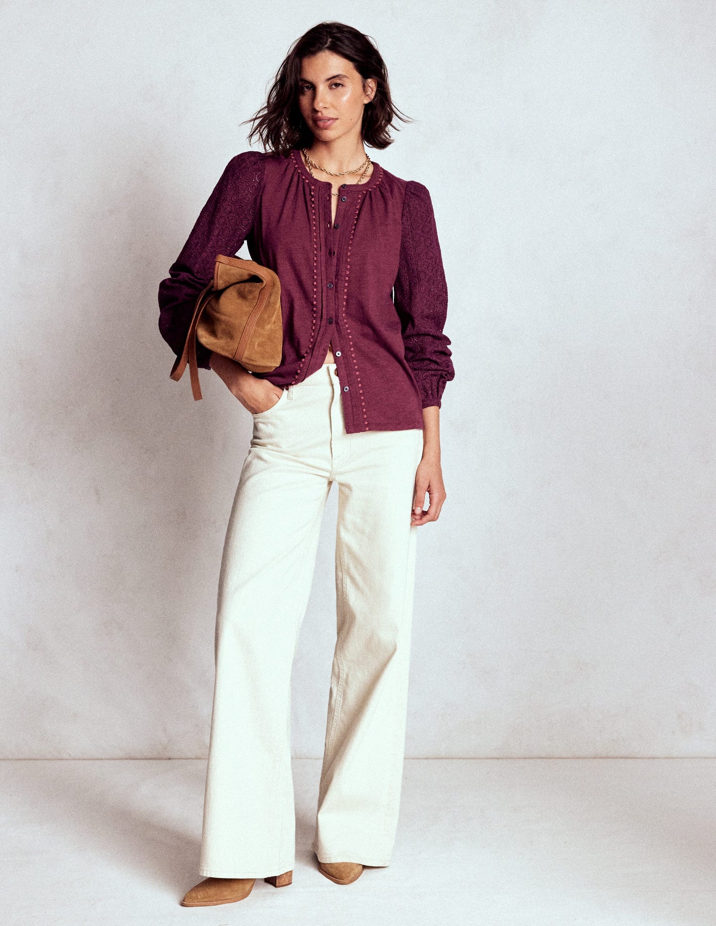 Eden Broderie Jersey Shirt-Deep Wisteria
