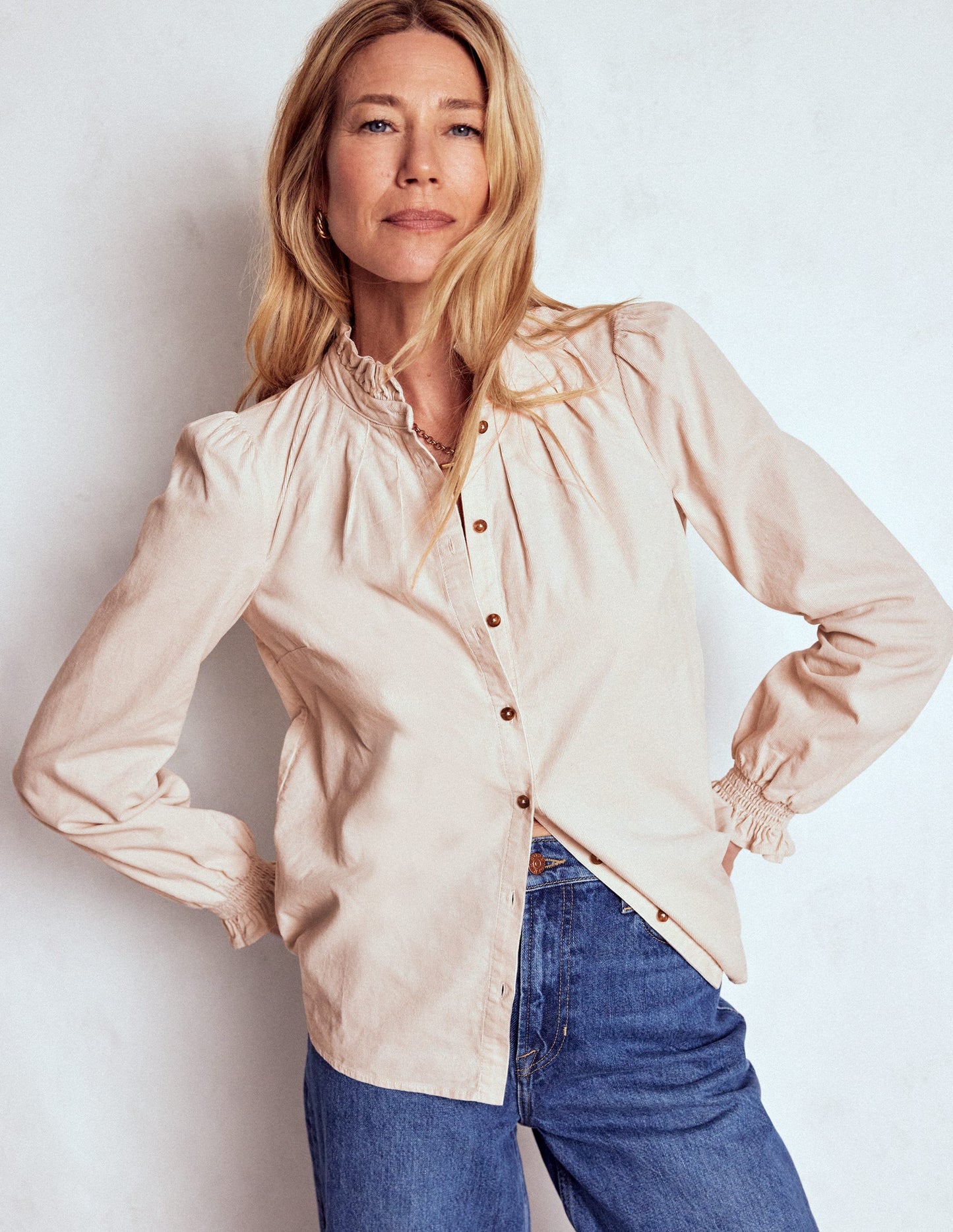 Lorna Cord Top-Almond Milk