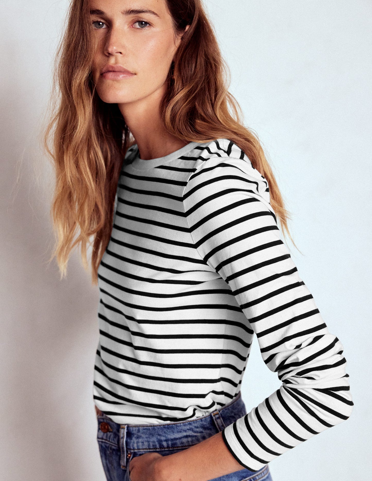 Olivia Long Sleeve Breton-Ivory, Black