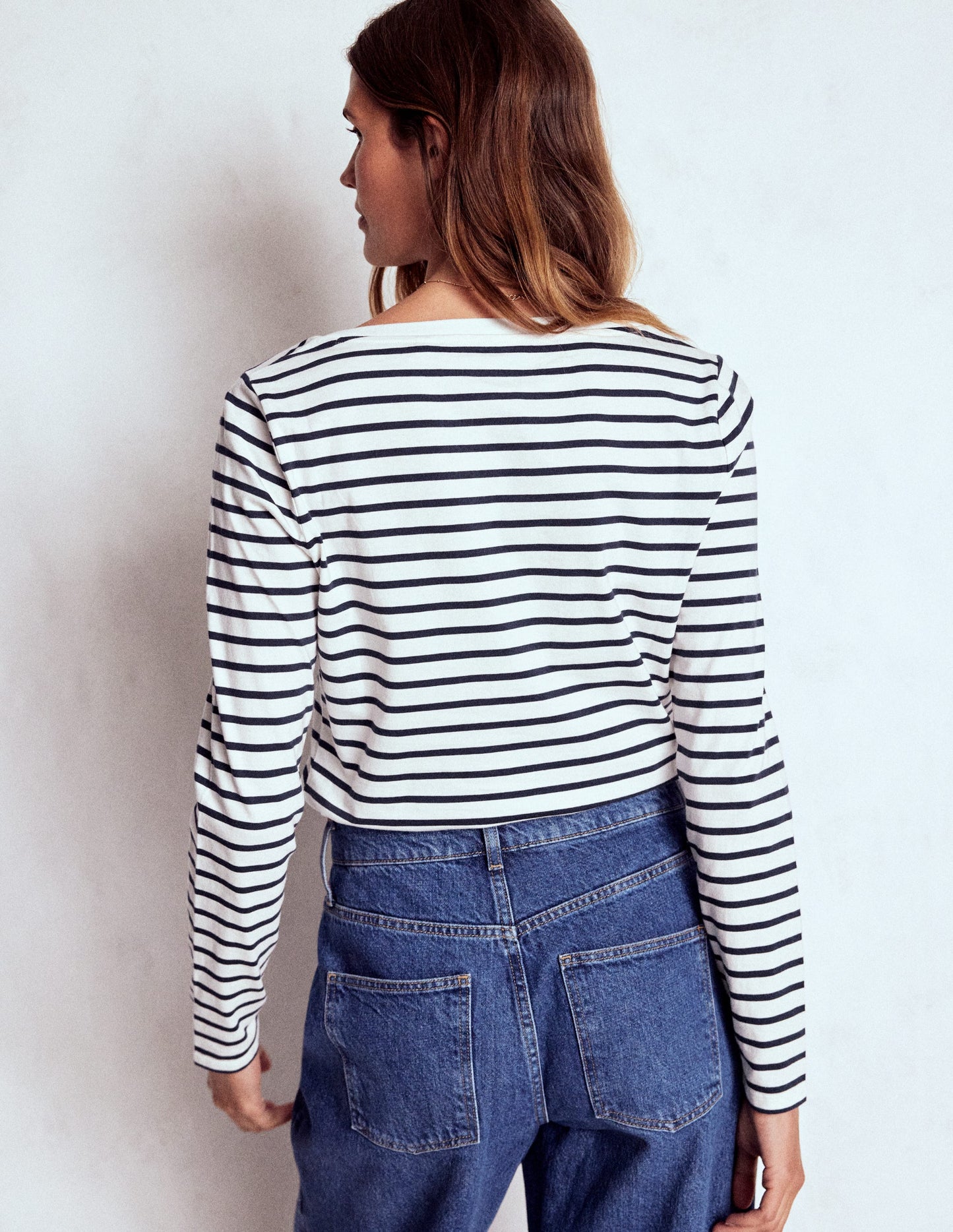 Olivia Long Sleeve Breton-Ivory, Navy