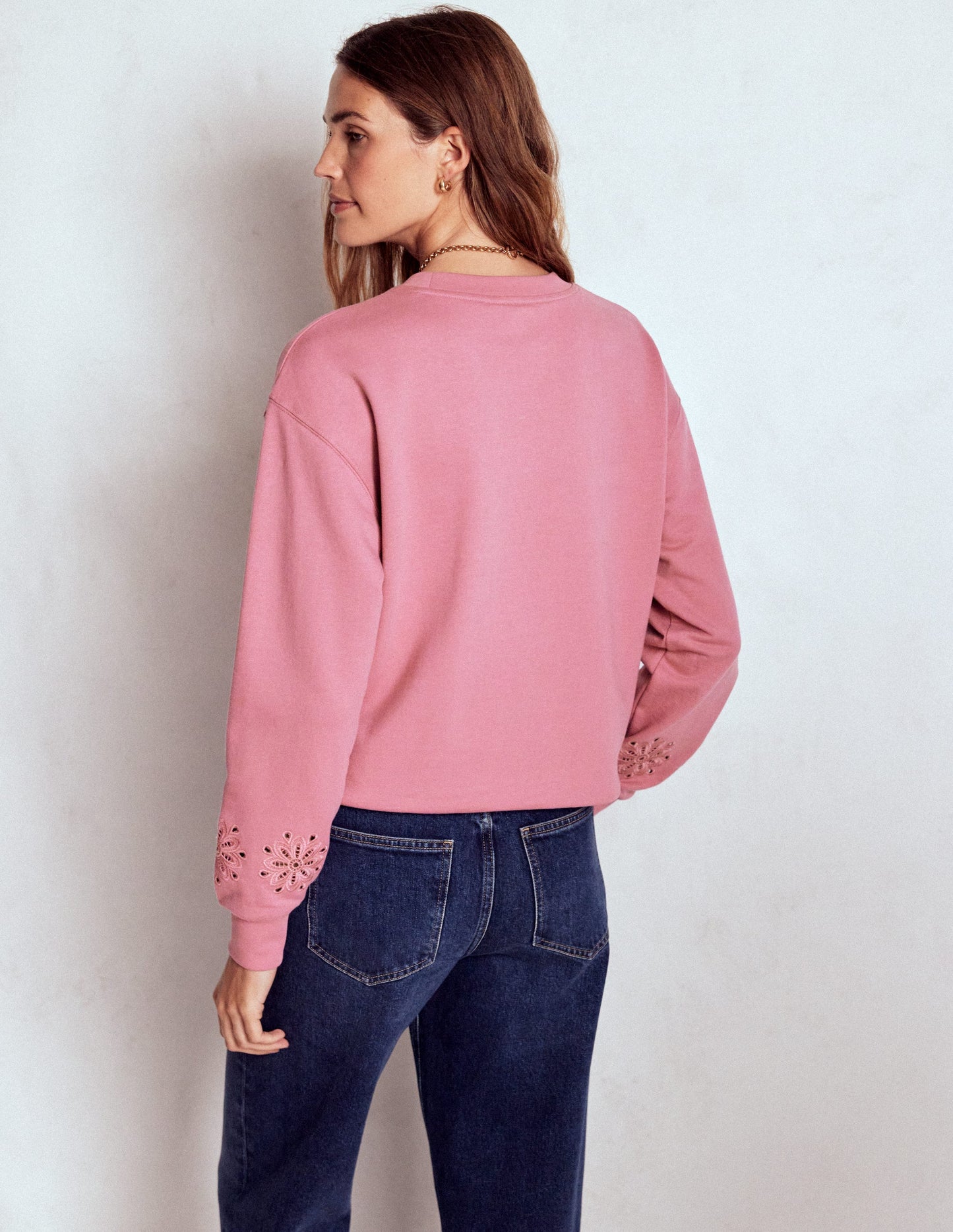 Emi Cutwork Sweatshirt-Pink Heather