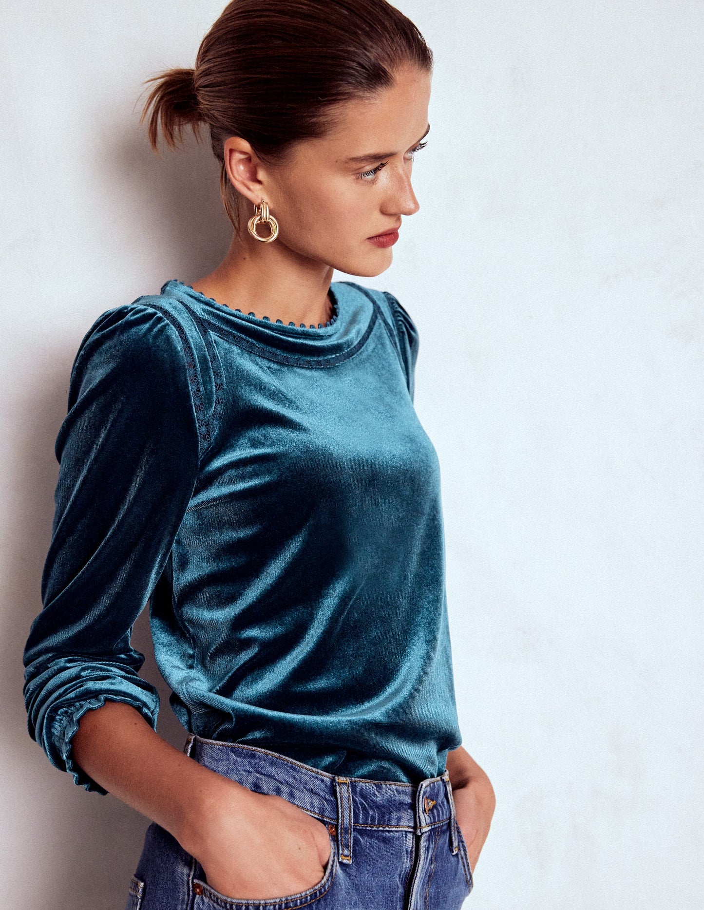 Mila Velvet Top-Midnight Ocean