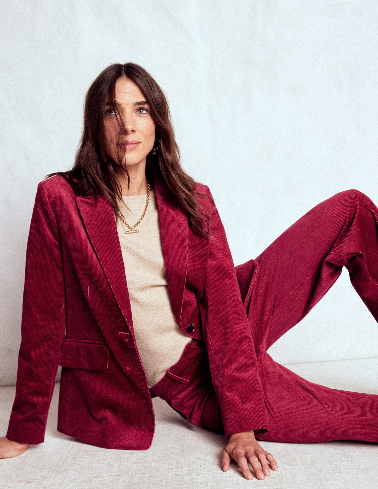 Stamford Cord Blazer-Burgundy Red