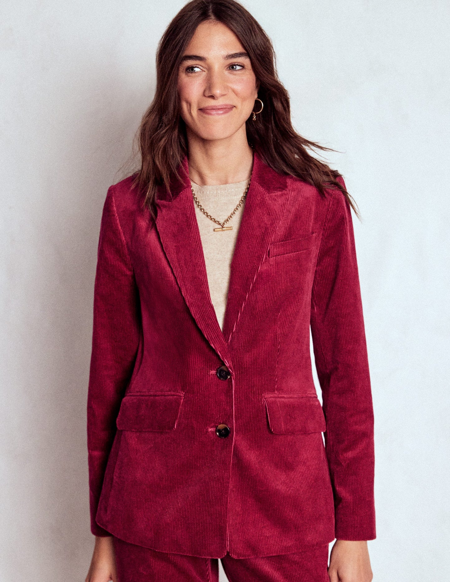 Stamford Cord Blazer-Burgundy Red