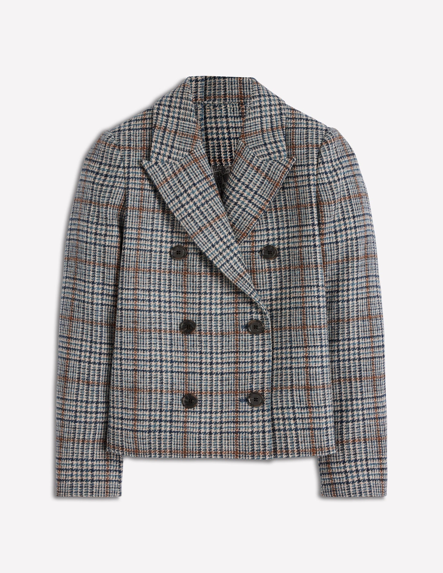 Boxy Double Breasted Blazer-Blue and Grey Prince of Wales