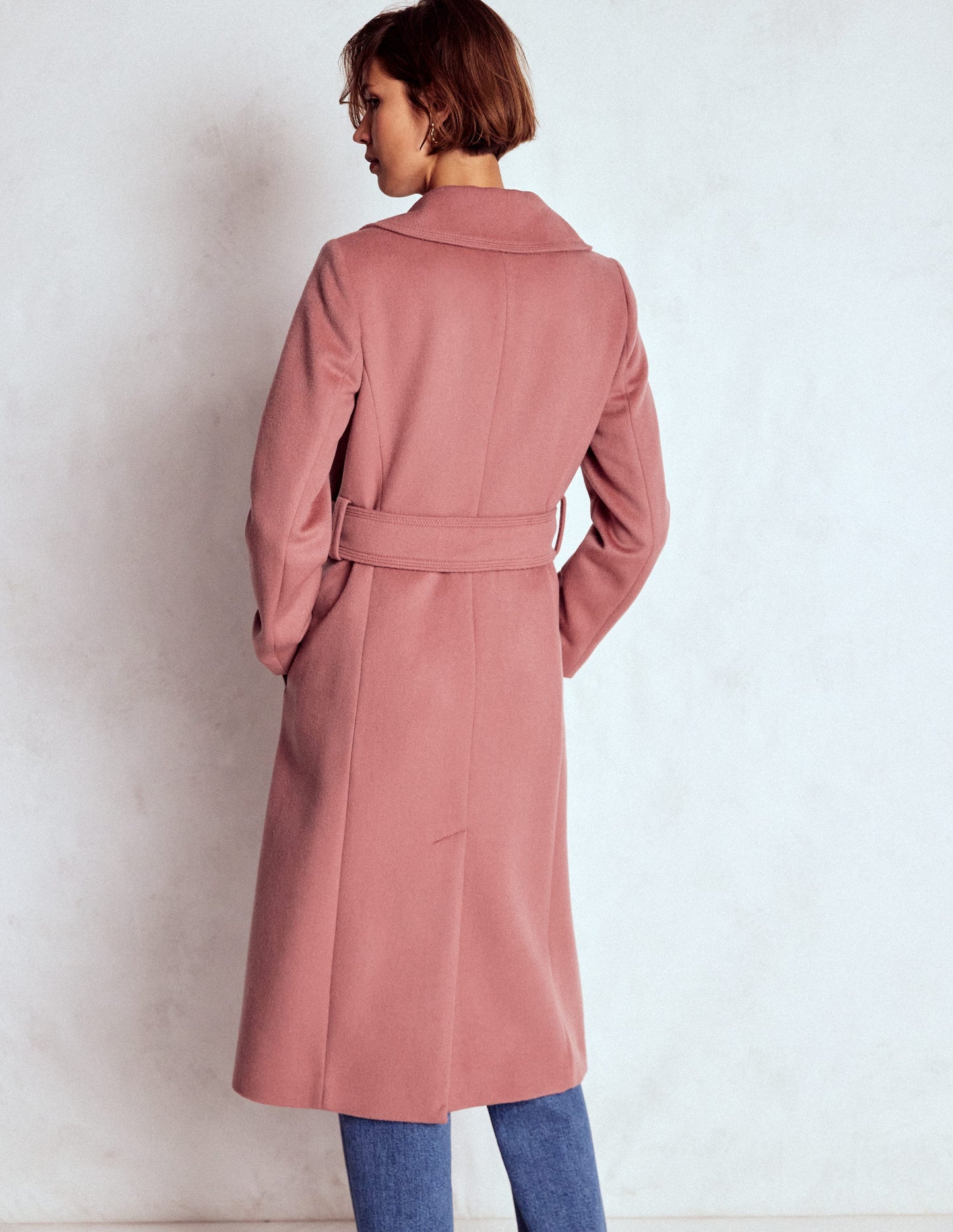 Bow Front Coat-Dusty Pink