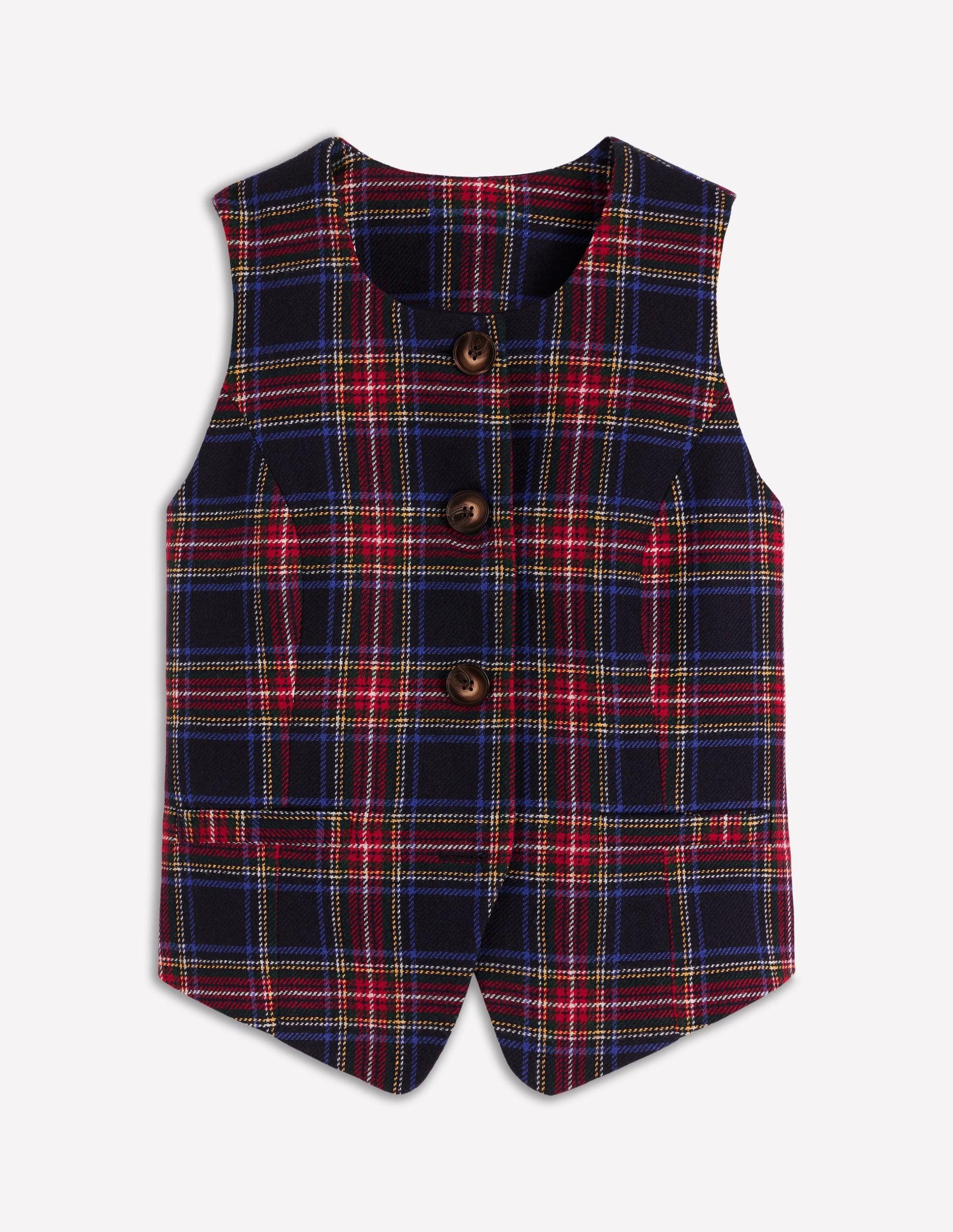Tailored Check Waistcoat-Navy, Green and Red Check-6
