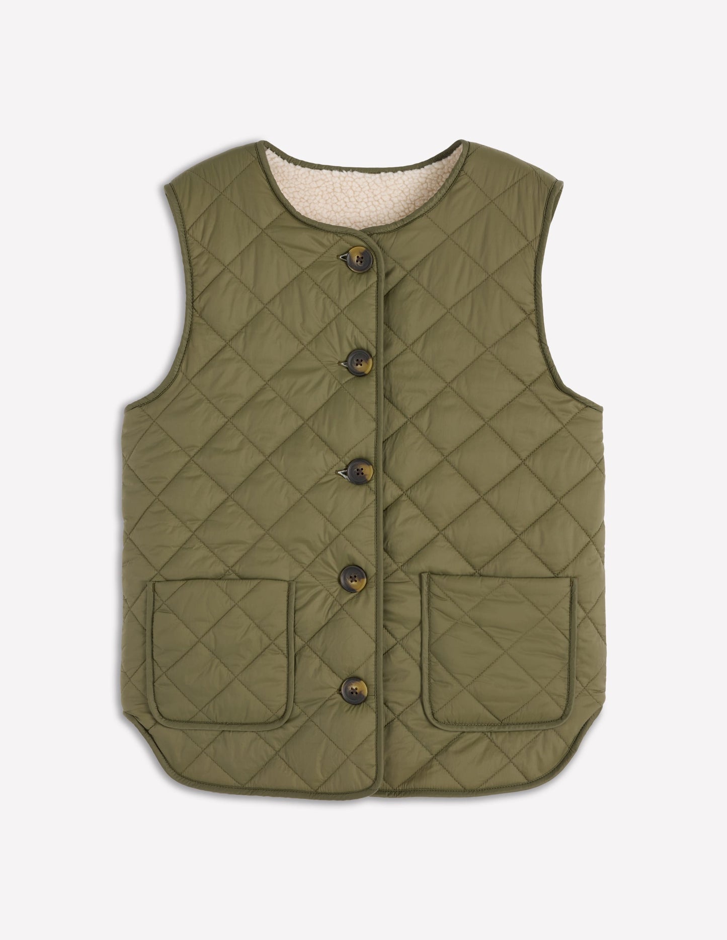 Clerkenwell Reversible Gilet-Woodland Green, Natural Borg