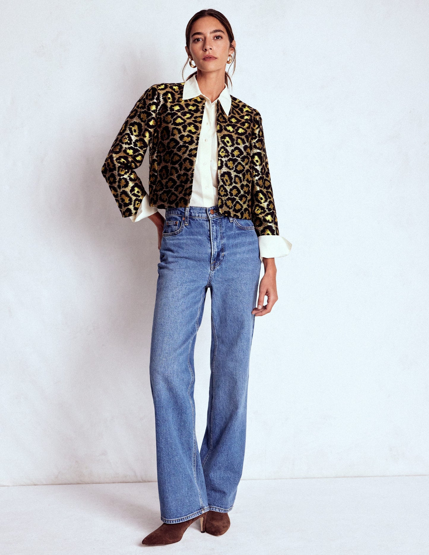 Feminine Party Jacket-Leopard, Lurex Jacquard