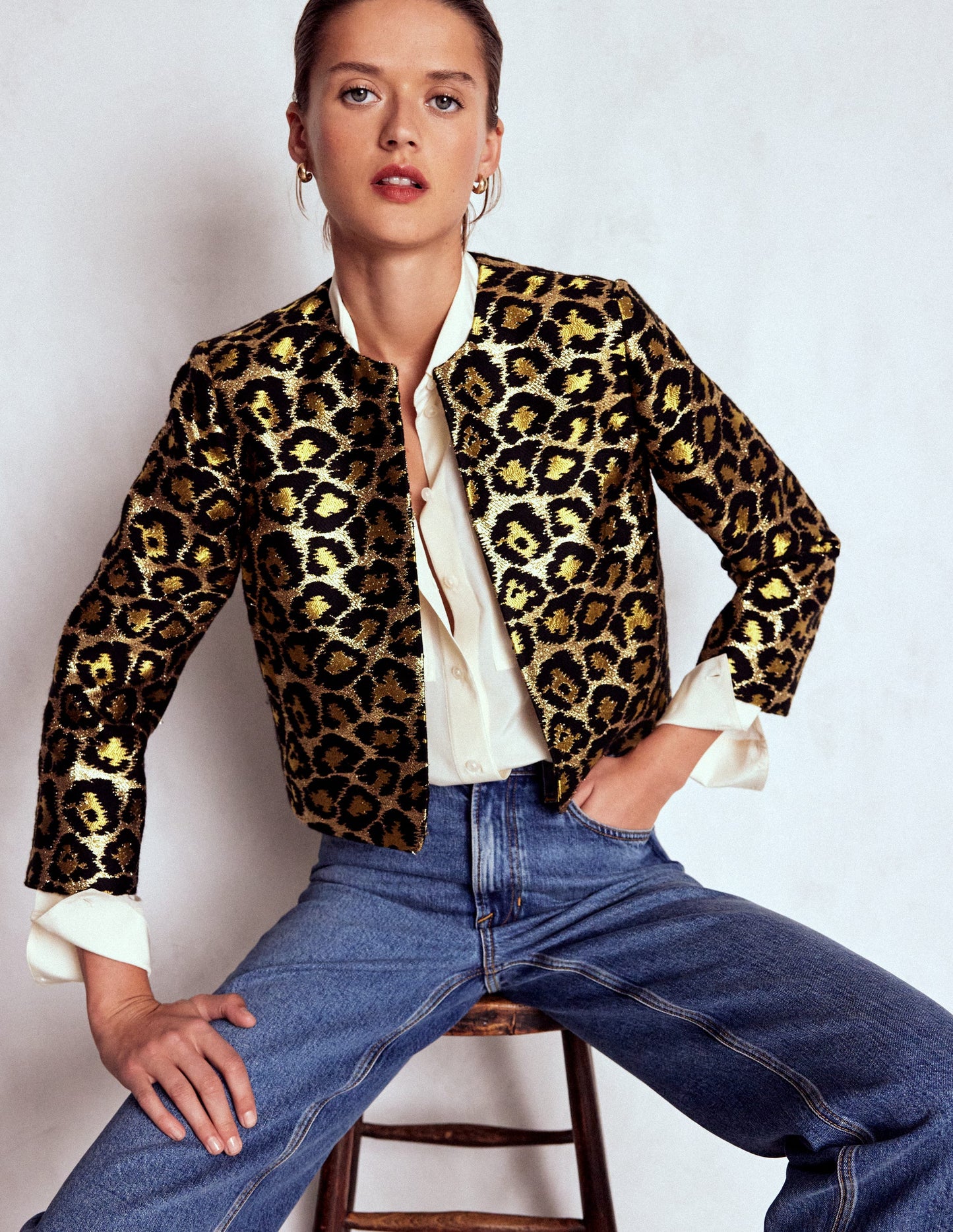 Feminine Party Jacket-Leopard, Lurex Jacquard