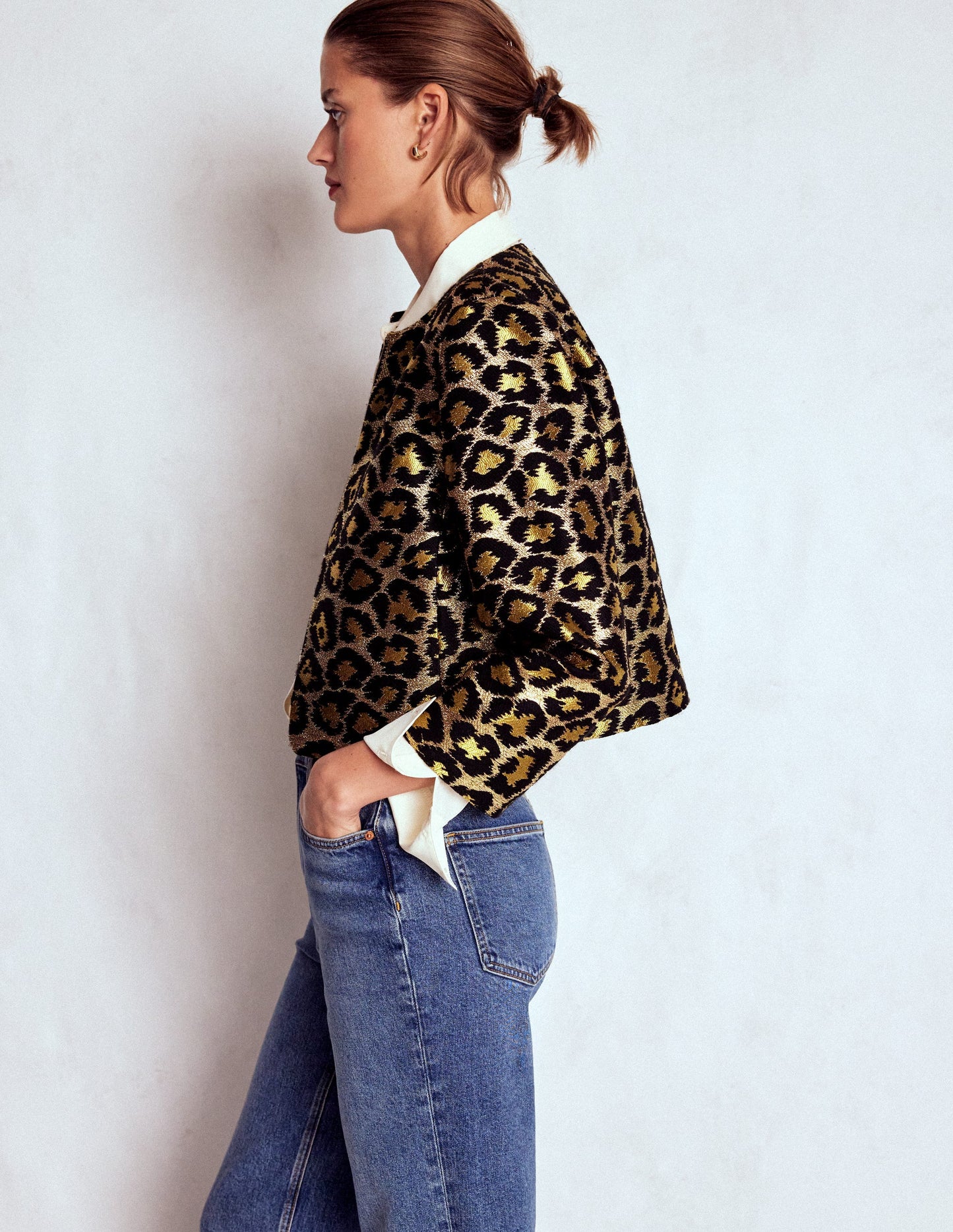 Feminine Party Jacket-Leopard, Lurex Jacquard