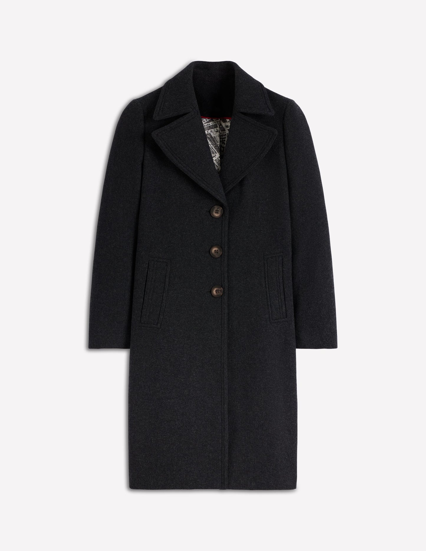 Newport Wool Coat-Charcoal Marl
