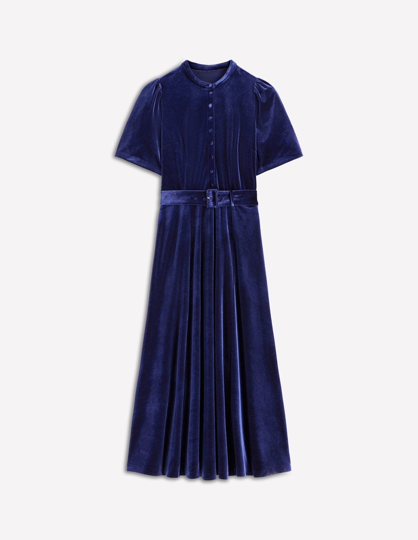 Kate Velvet Shirt Dress-Sapphire Blue