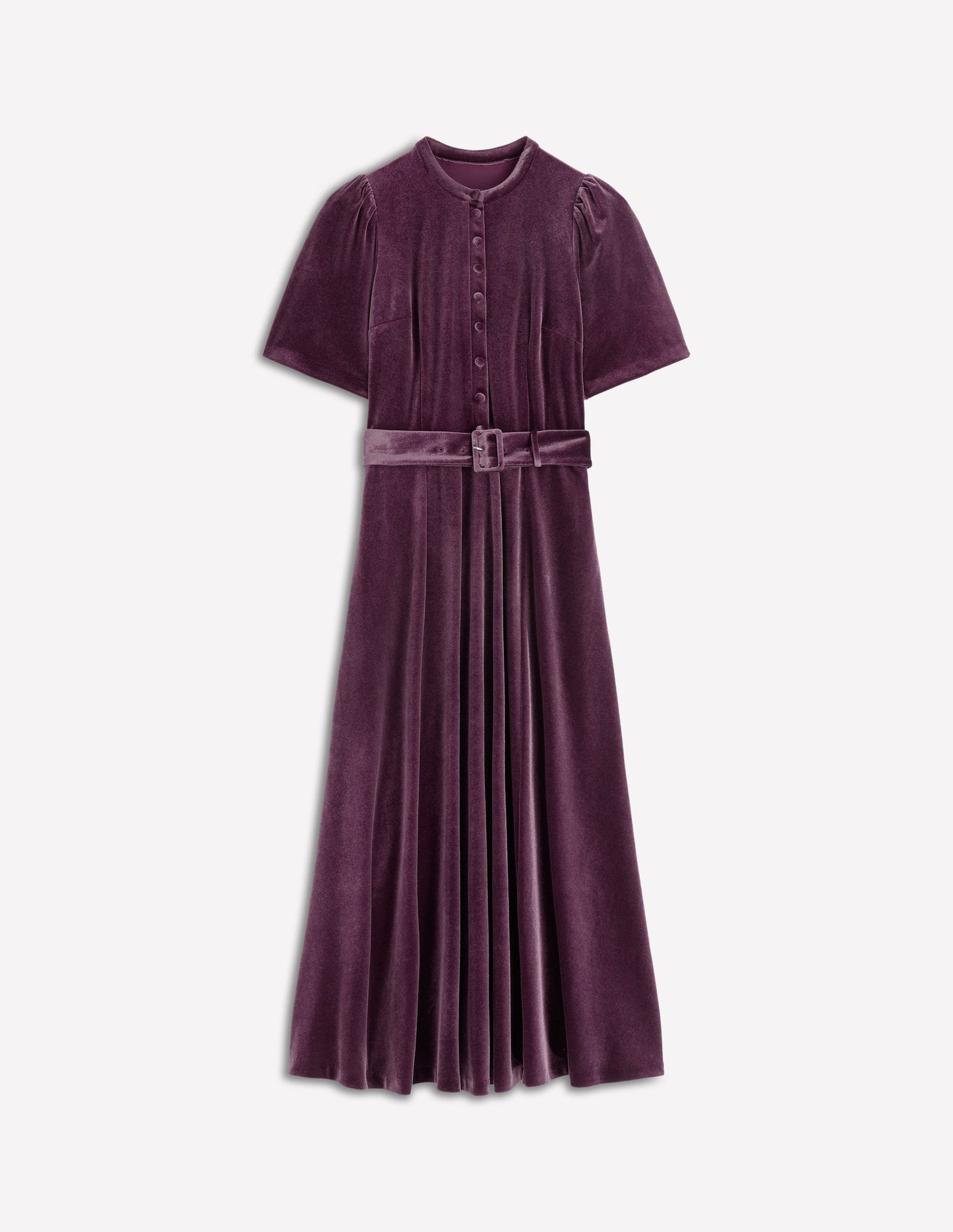 Kate Velvet Shirt Dress-Dark Cherry