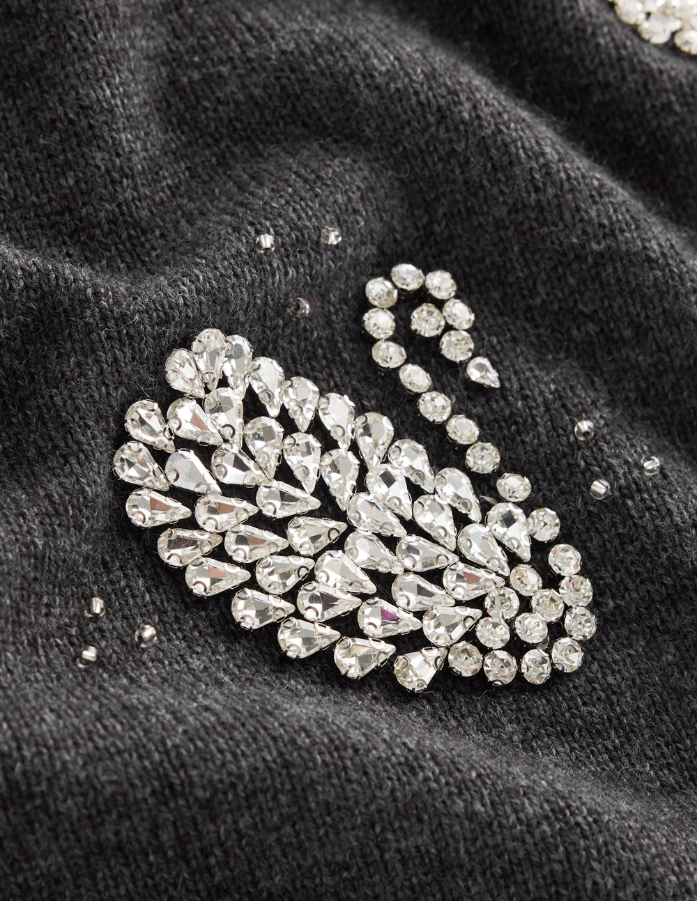 Elizabeth Embellished Jumper-Charcoal Melange Swans