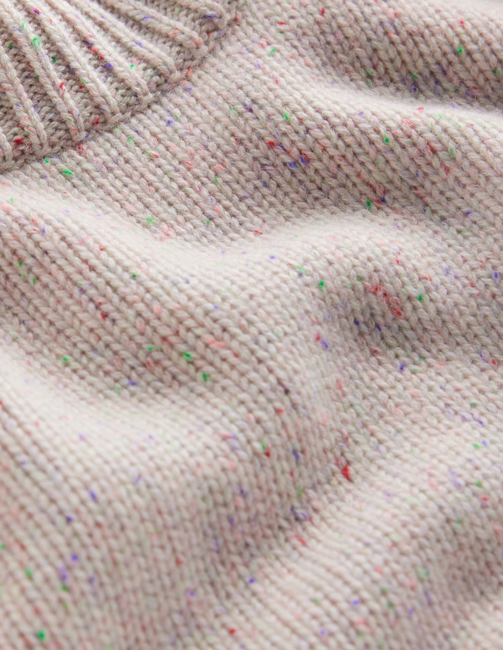 Chunky Crop Cashmere Jumper-Ivory, Multi Neps