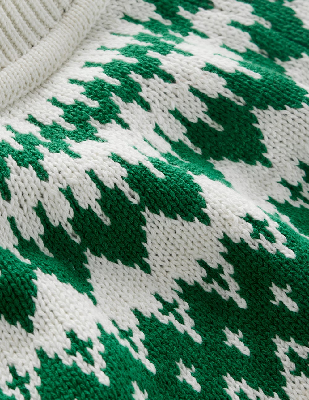 Bianca Cotton High Neck Jumper-Warm Ivory Fair Isle