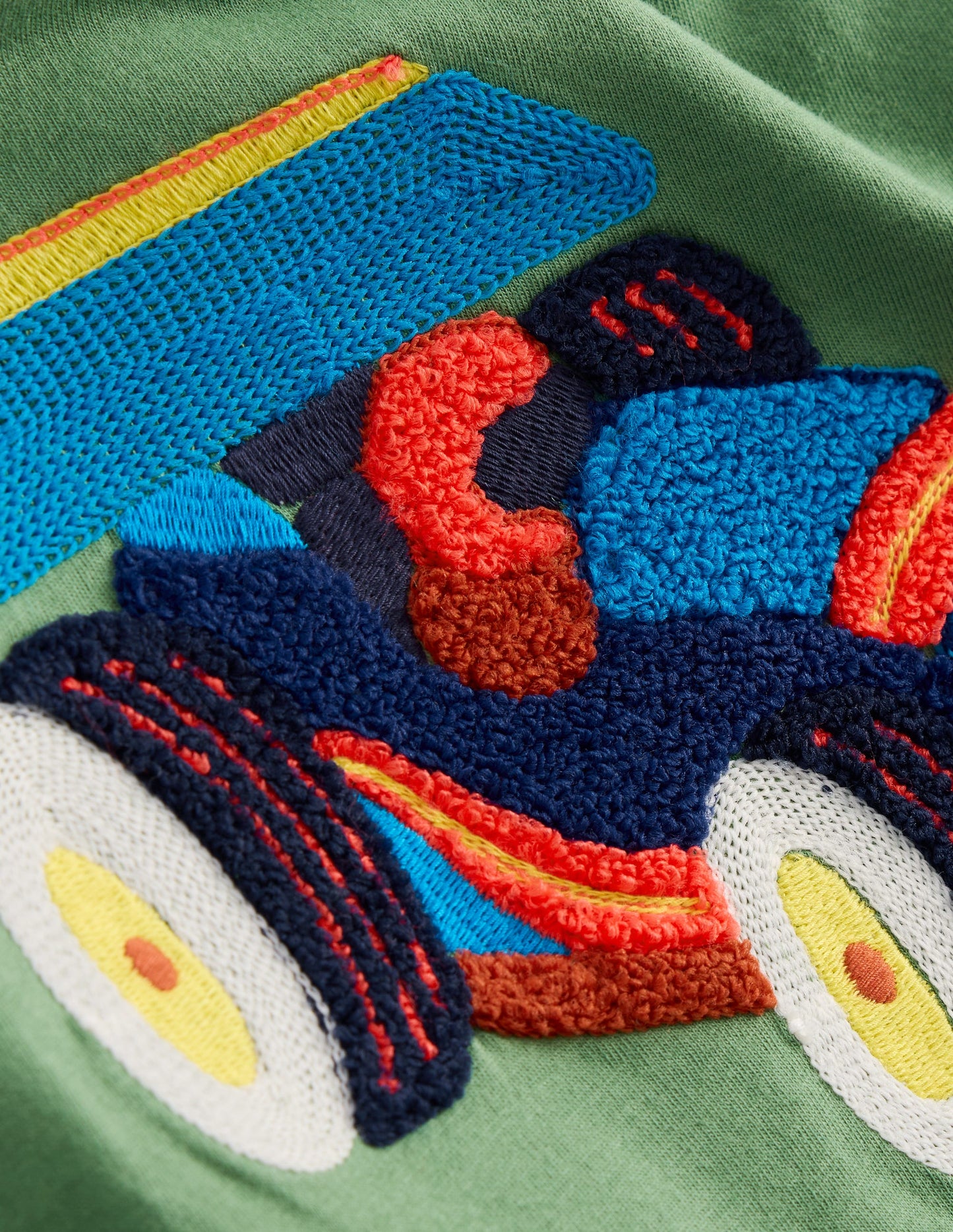 Short Sleeve Appliqué T-shirt-Willow Green Race Car