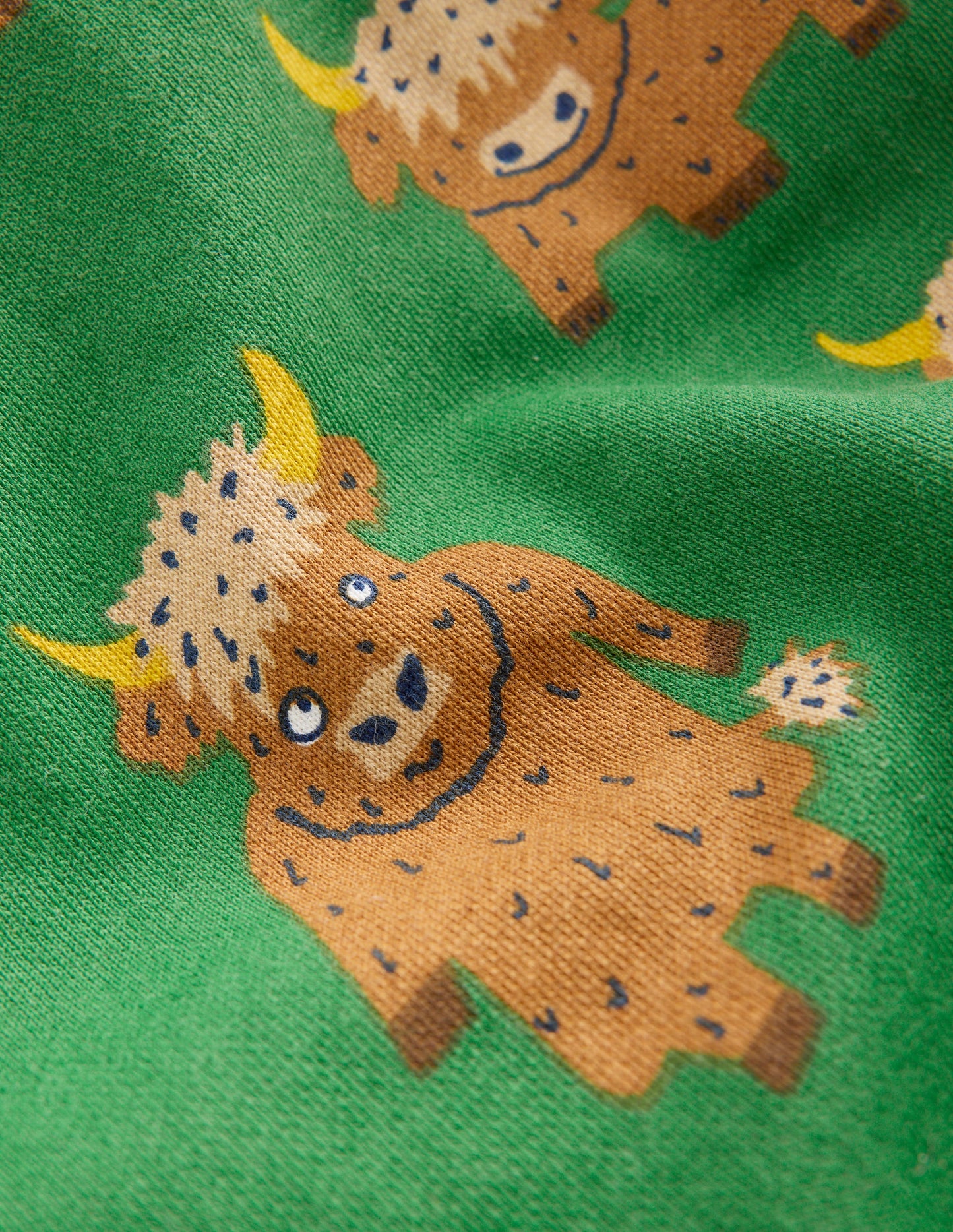 Everyday Printed Sweatshirt-Green Highland Cows