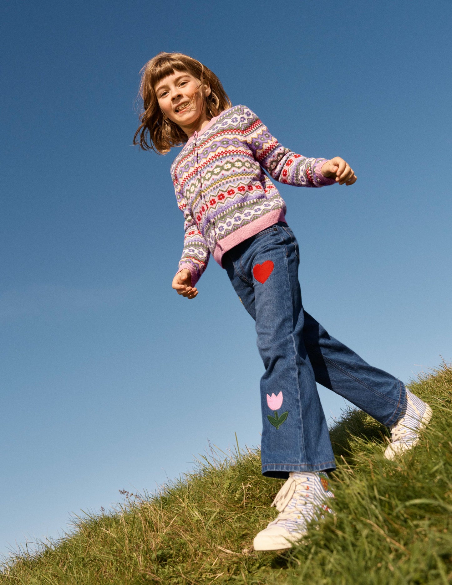 Edie Fair Isle Cardigan-Glacier Blue Pretty Flowers