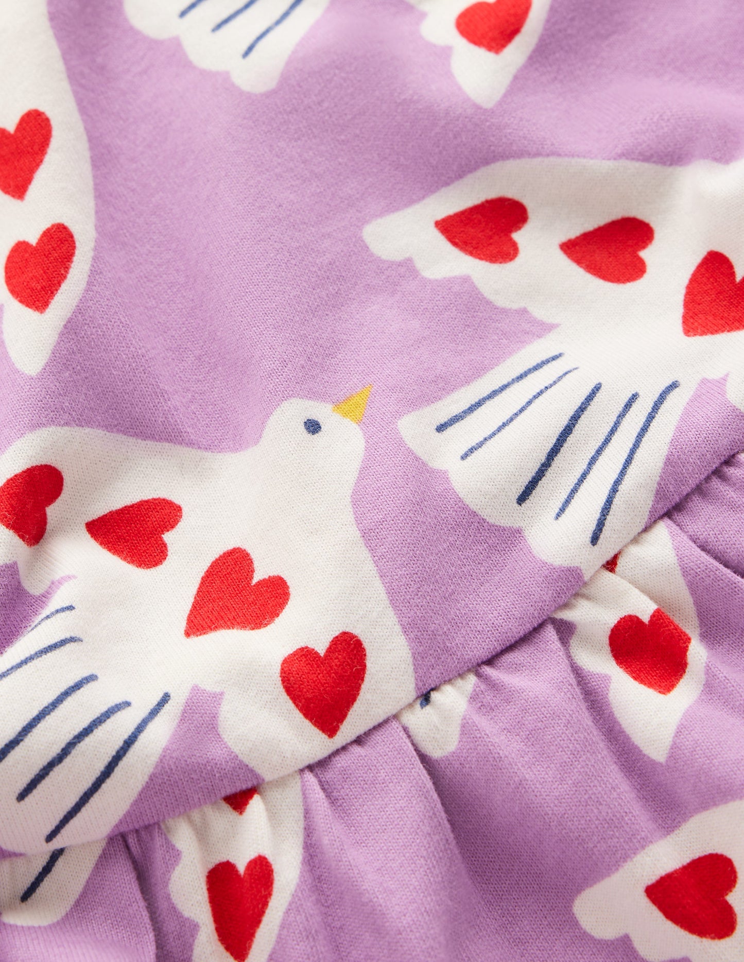 Blouson Sleeve Jersey Dress-Pale Pansy Love Birds