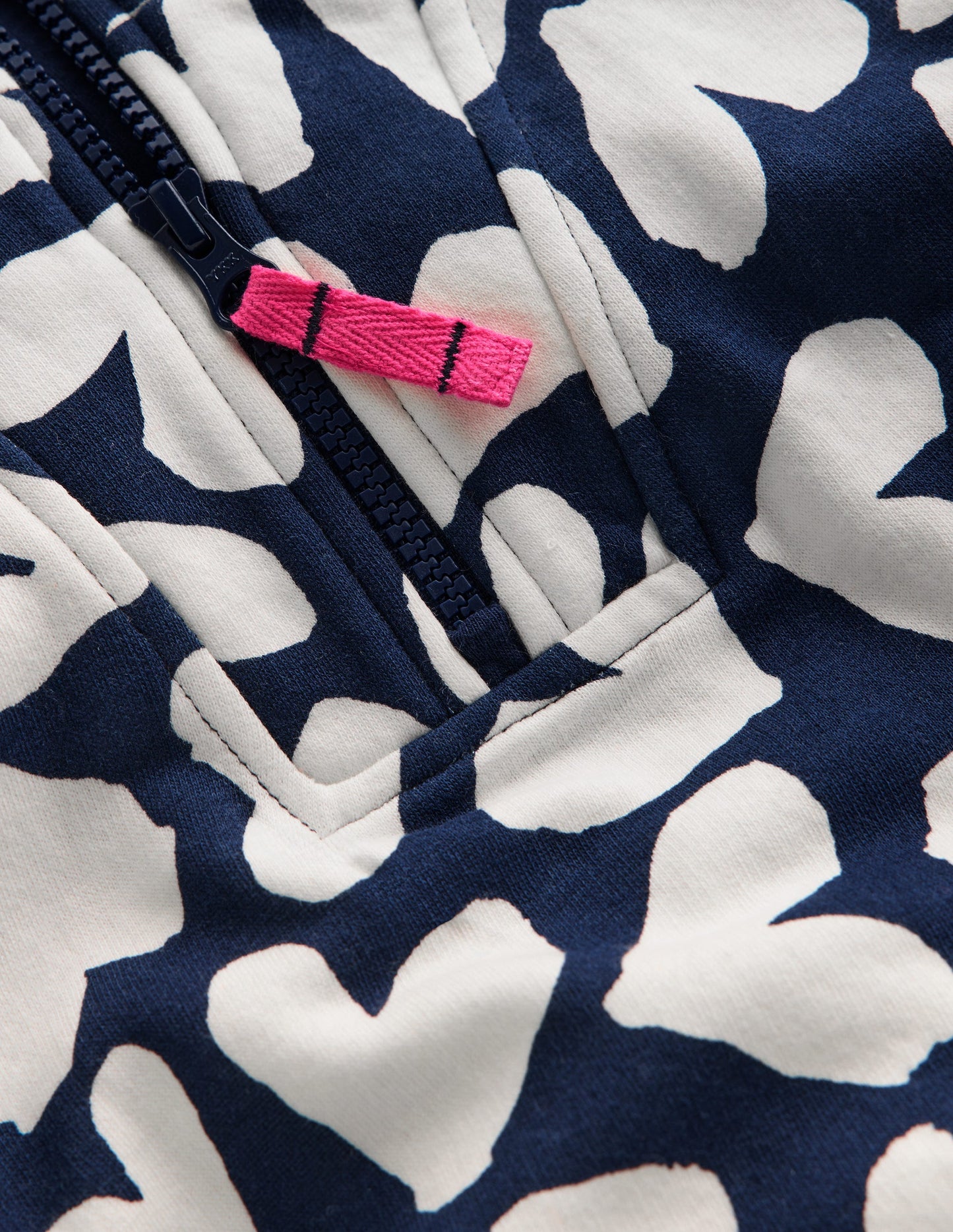 Half-zip Sweatshirt-Navy Hearts