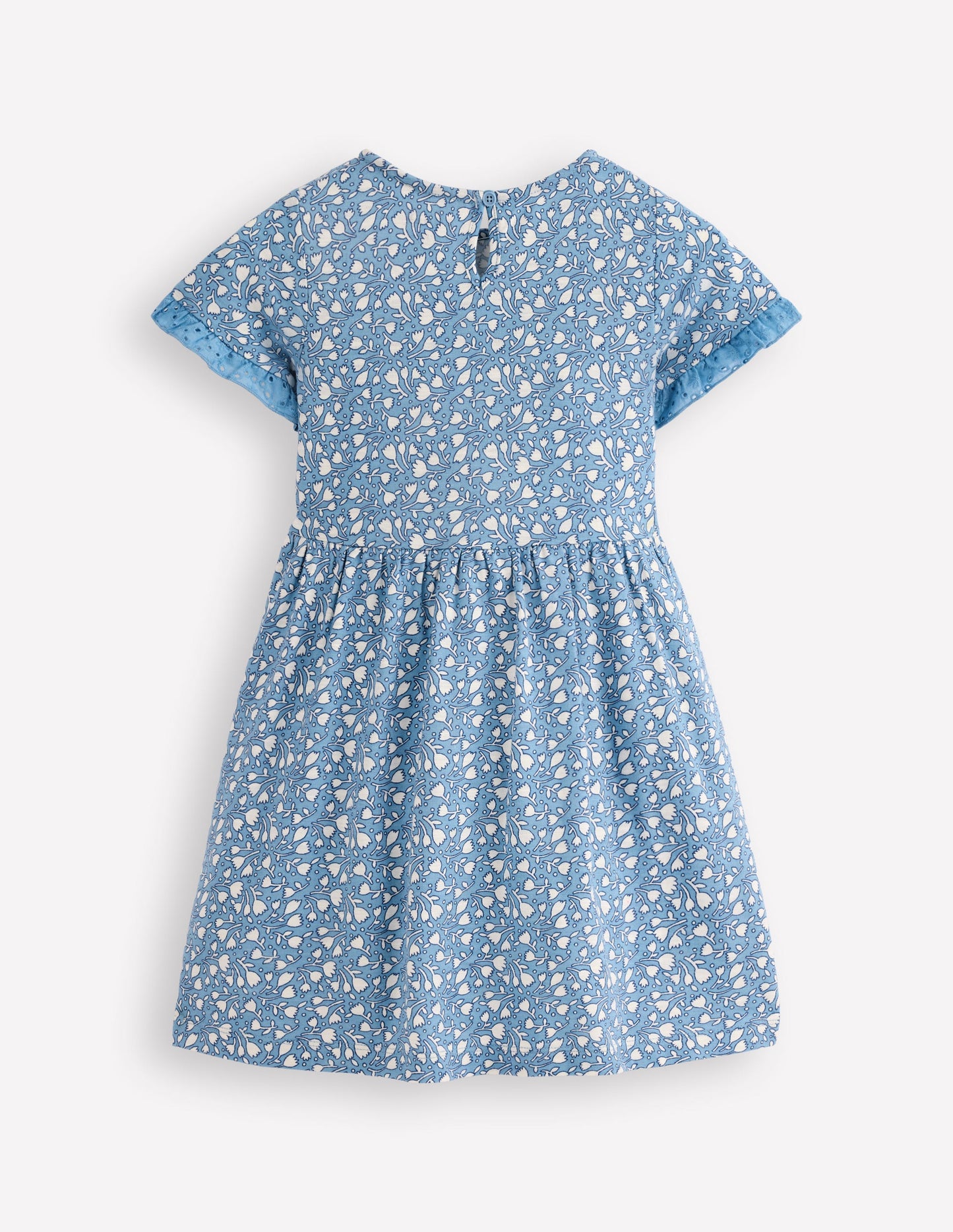 Broderie Pocket Jersey Dress-Glacier Blue Tiny Tulip