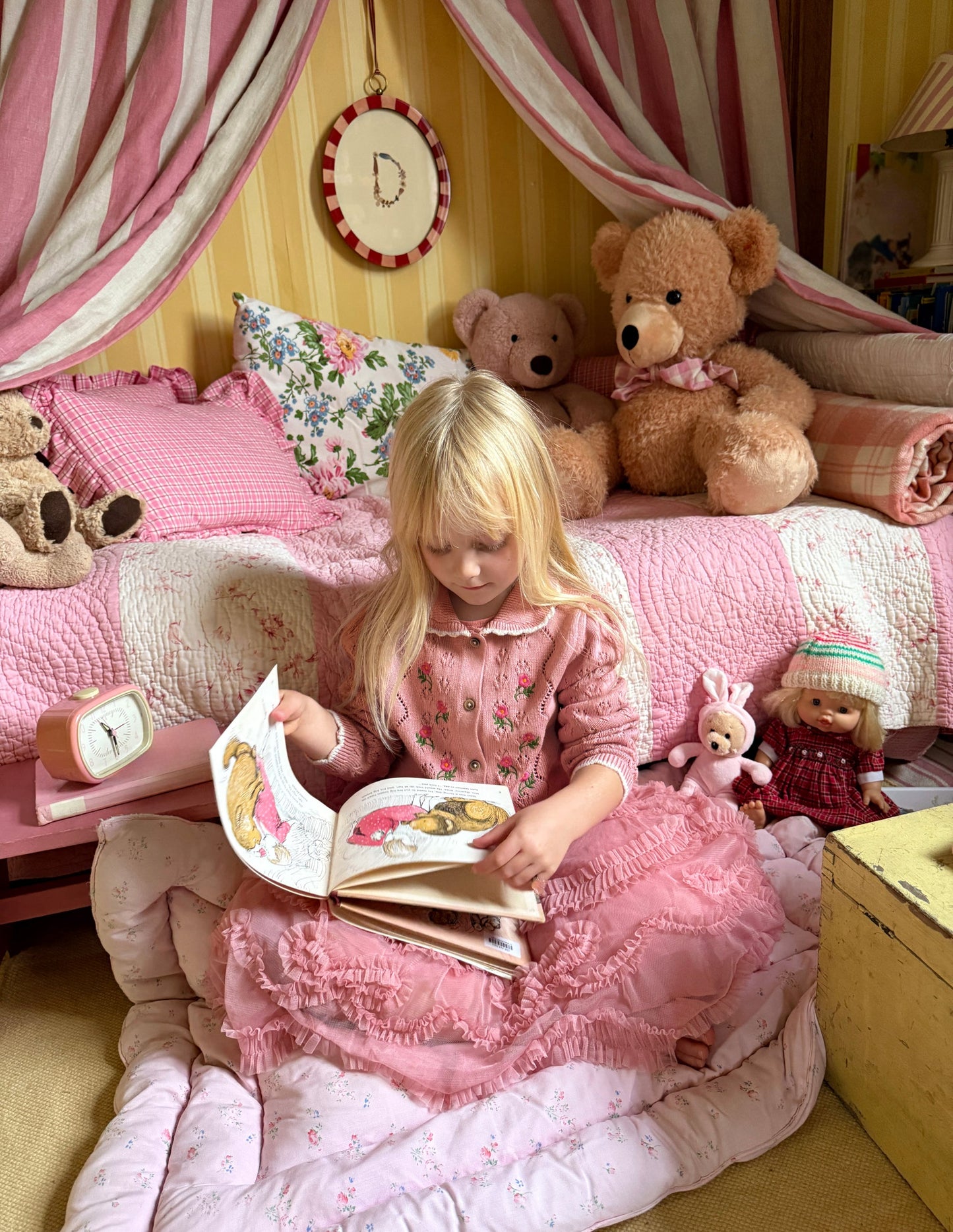 Collared Pointelle Cardigan-Vintage Pink