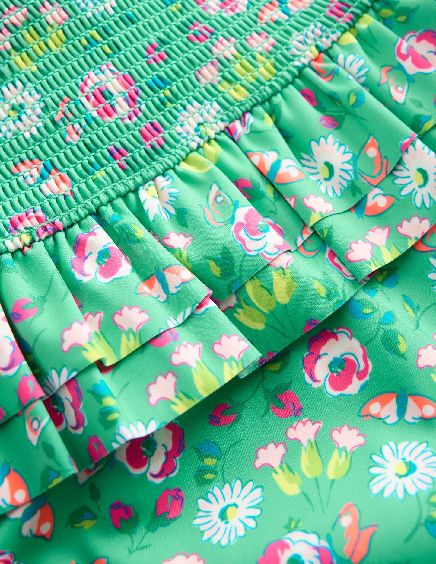 Peplum Smocked Bikini-Aquamarine Butterfly Floral