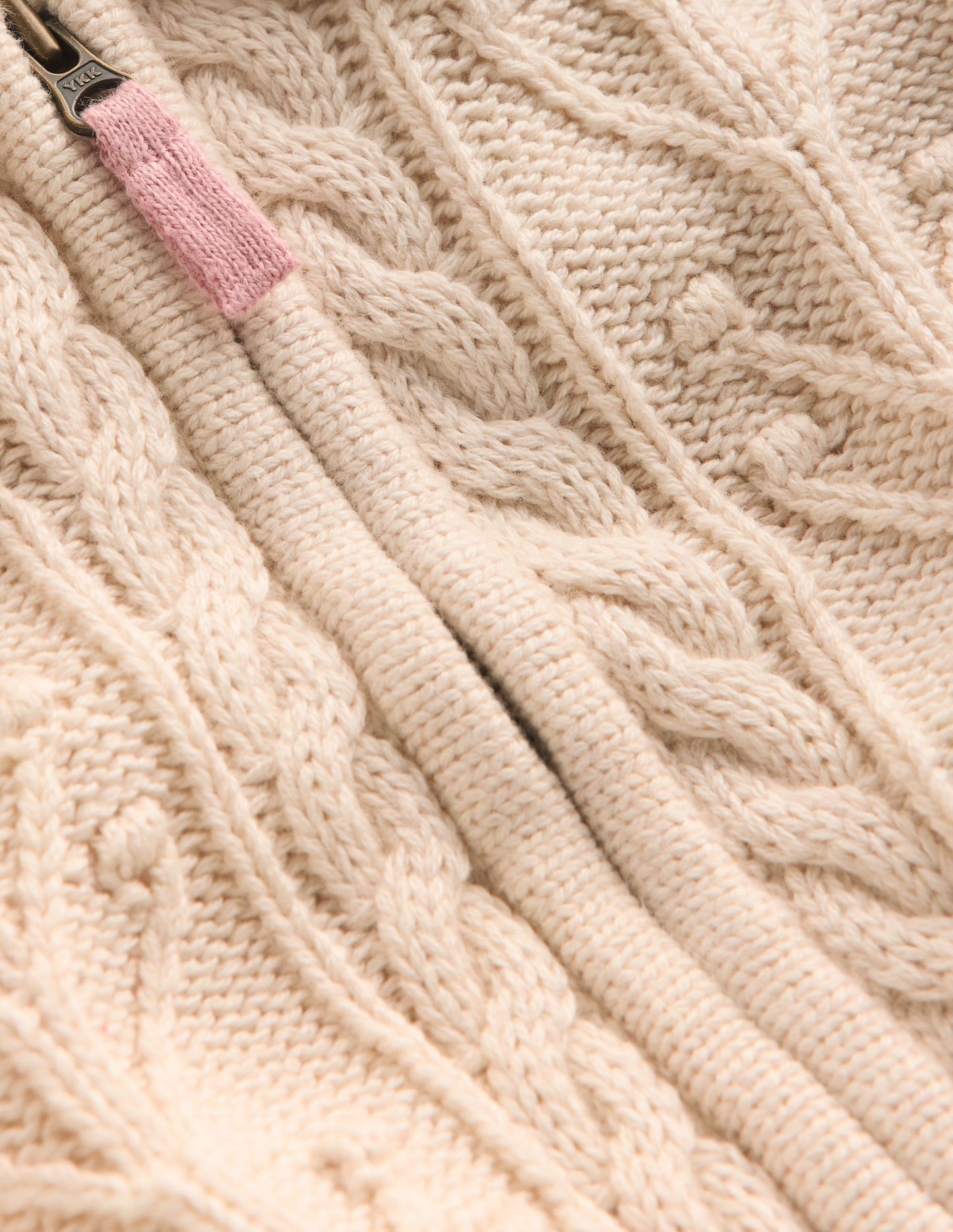 Collared Cable Zip-up-Ecru Marl